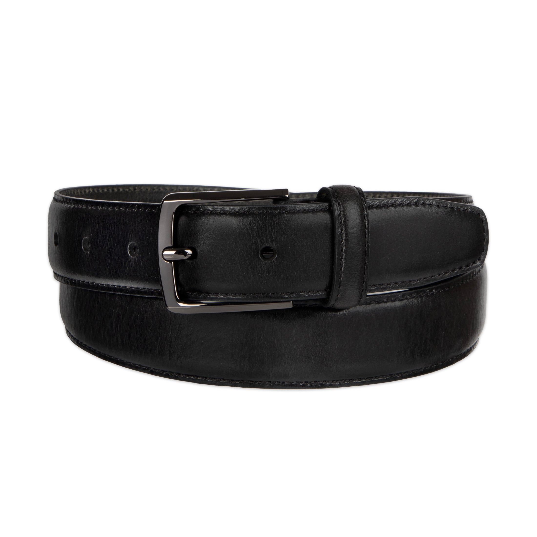 Leather Classic Stitch 32mm Dress Belt - Haggar.com#color_black