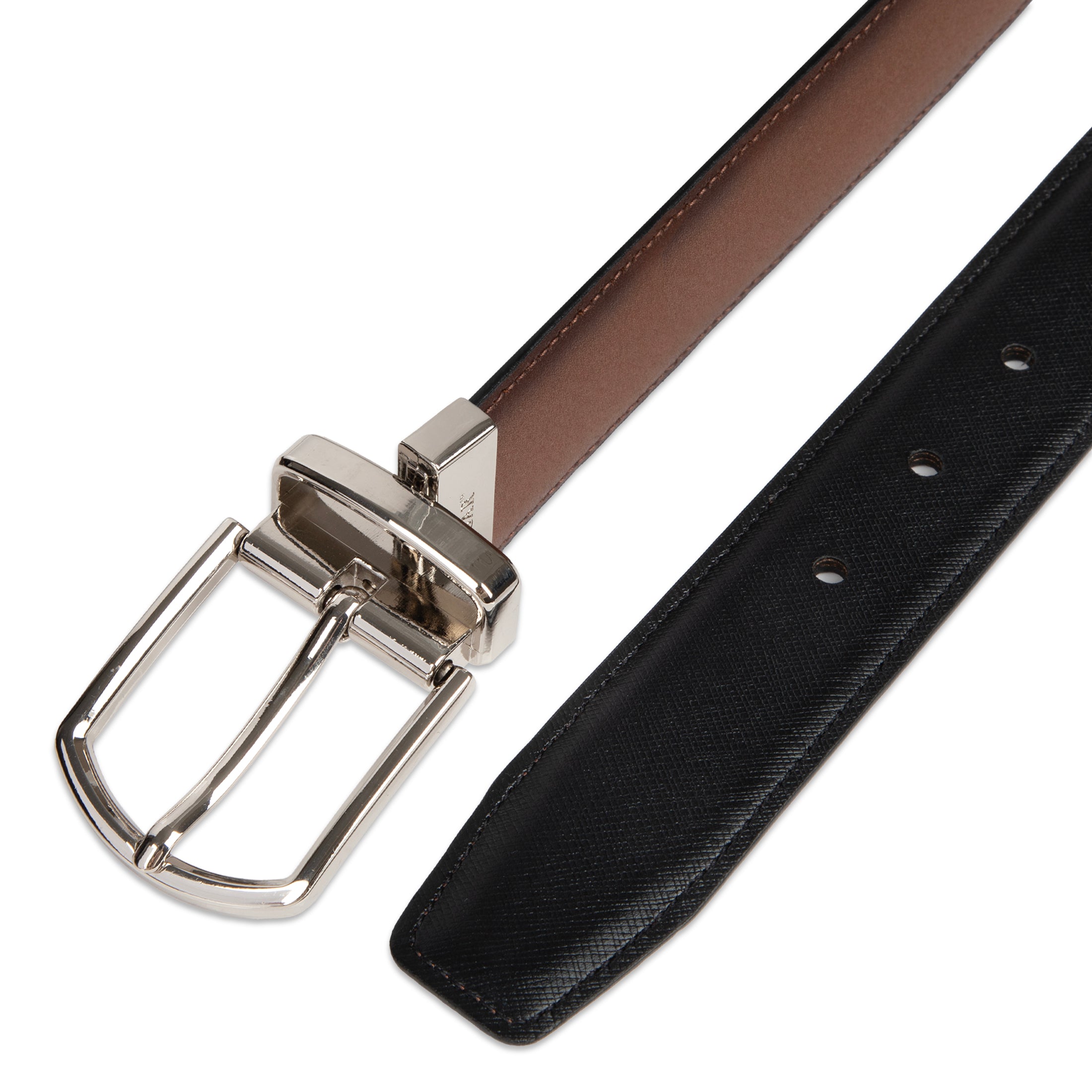 2-in-1 Reversible 35m Leather Dress Belt - Haggar.com#color_tan black