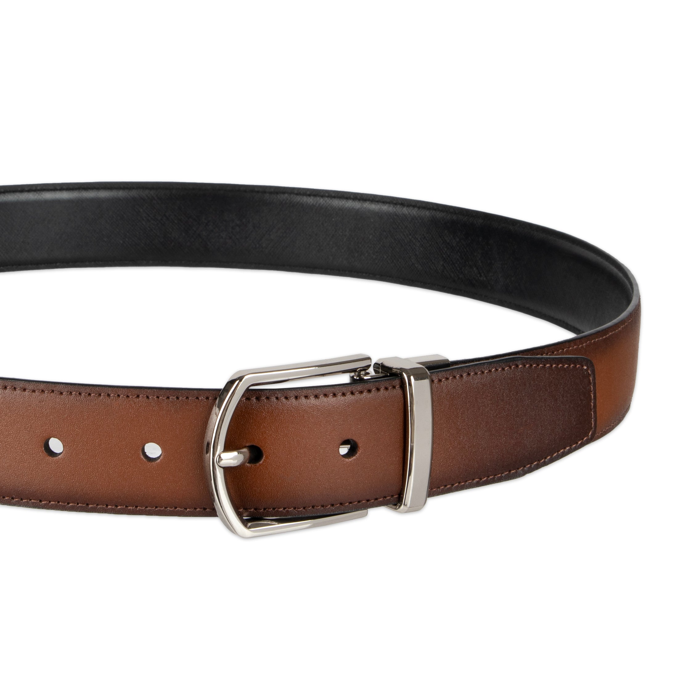 2-in-1 Reversible 35m Leather Dress Belt - Haggar.com#color_tan black