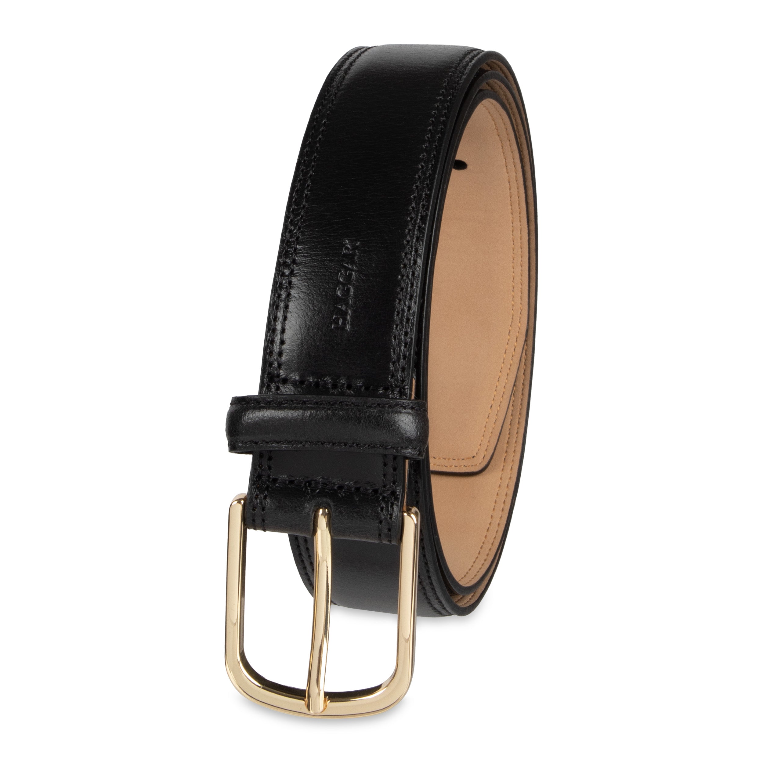 Leather Classic Stitch 35mm Dress Belt - Haggar.com#color_black