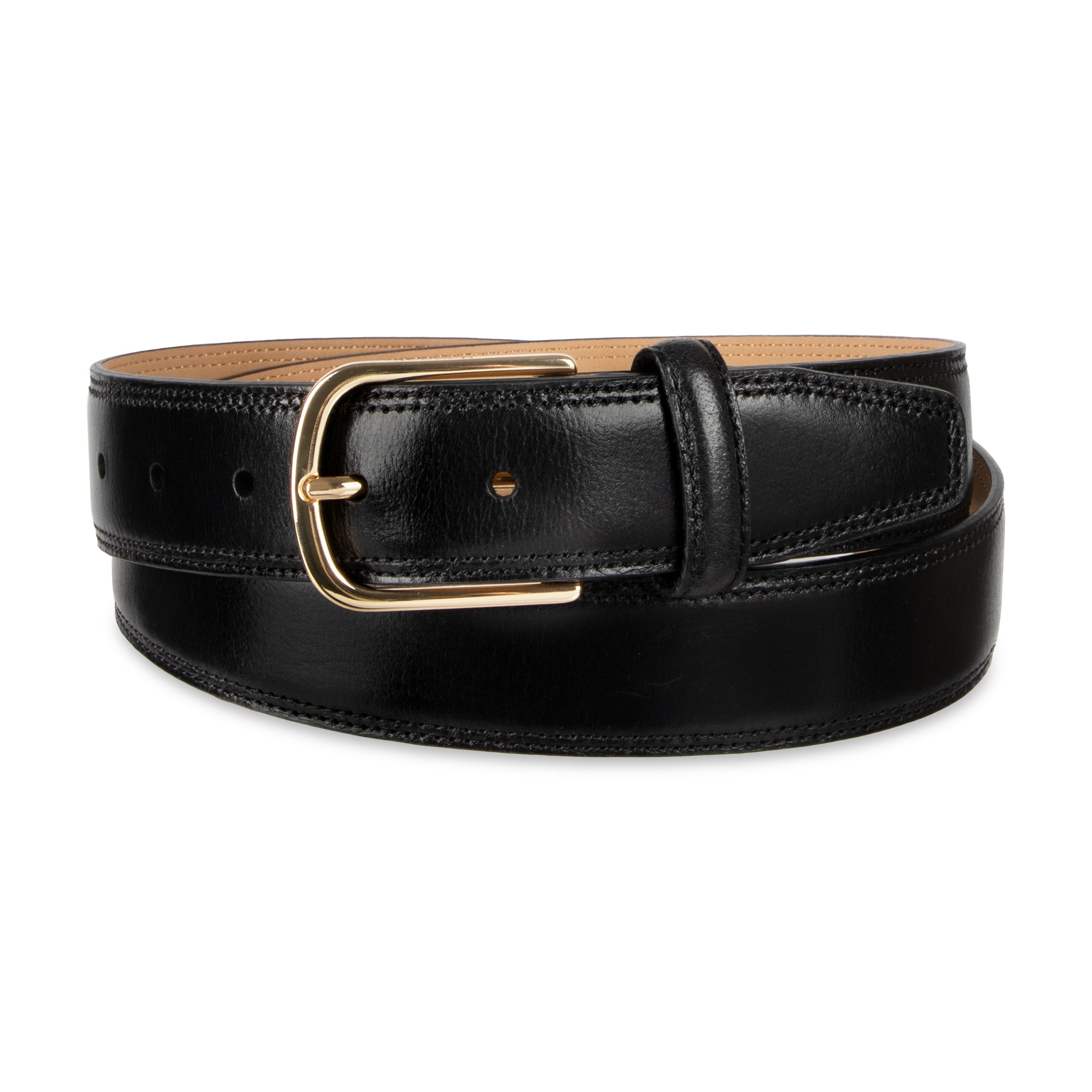 Leather Classic Stitch 35mm Dress Belt - Haggar.com#color_black