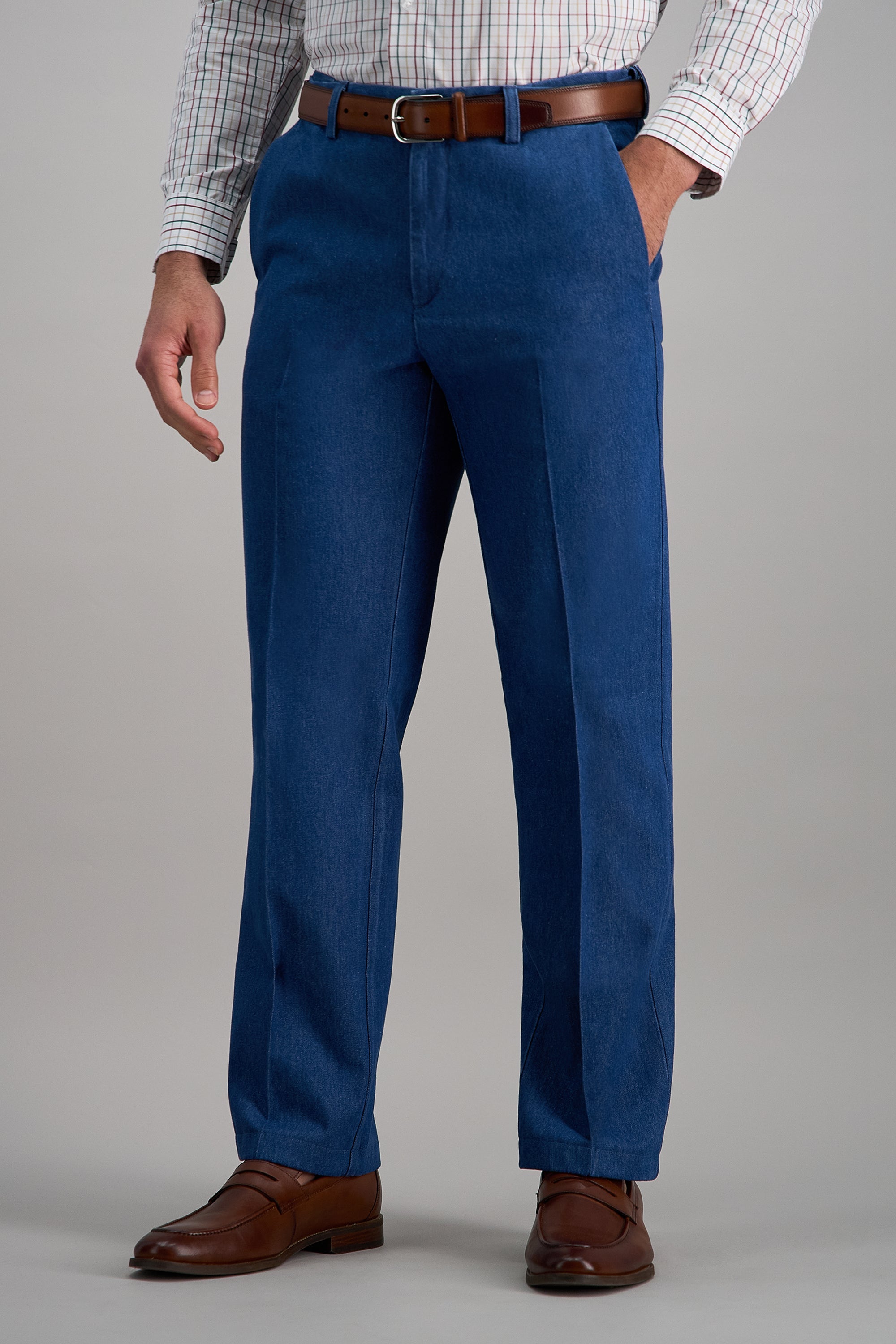 Haggar Work to Weekend Denim Pants, Flat Front in Light Stonewash | Size: 34 x 34 Haggar Work to Weekend Denim Pants, Flat Front in Light Stonewash | Size: 34 x 34