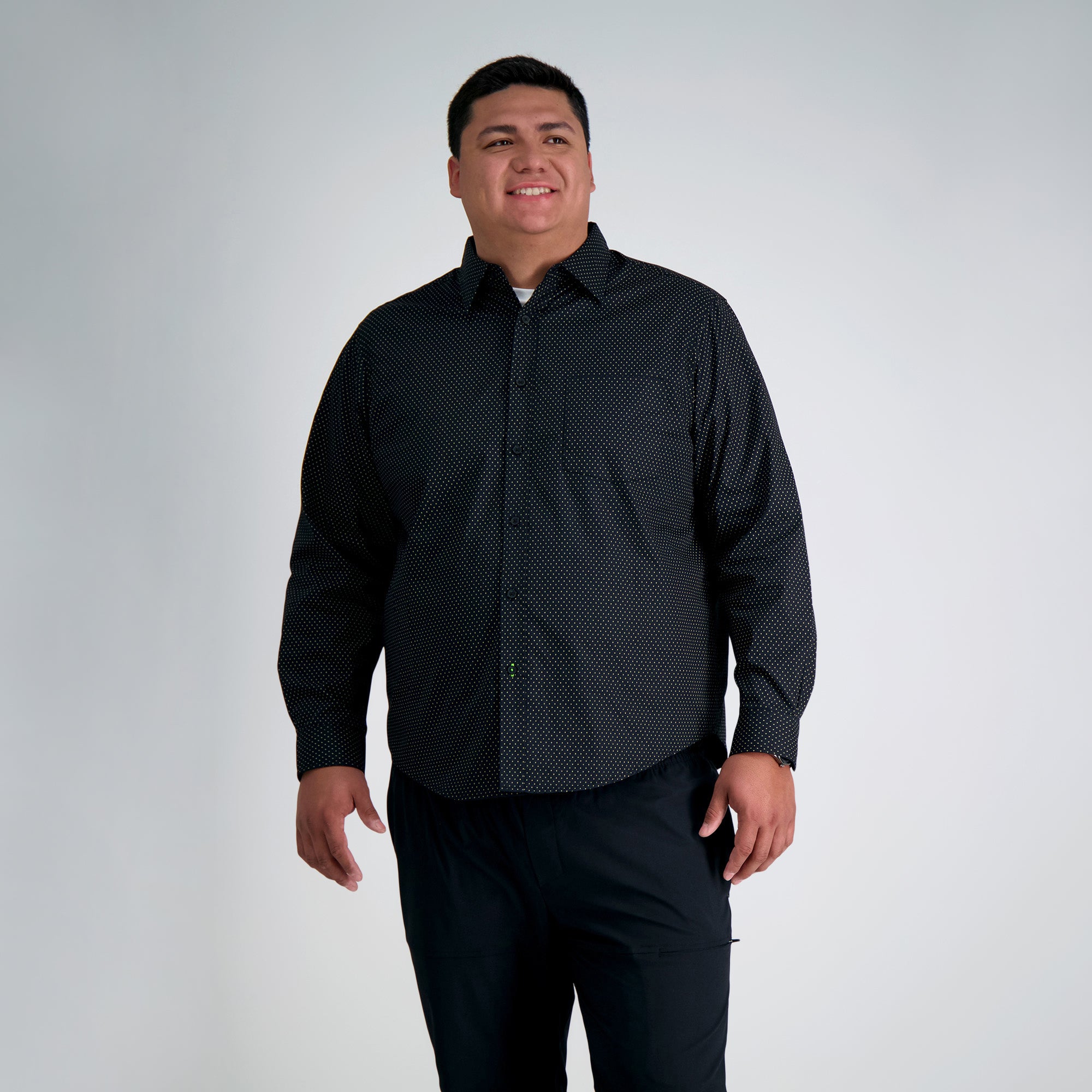 Big & Tall Tuckless Dobby Shirt , , hi-res#color_black