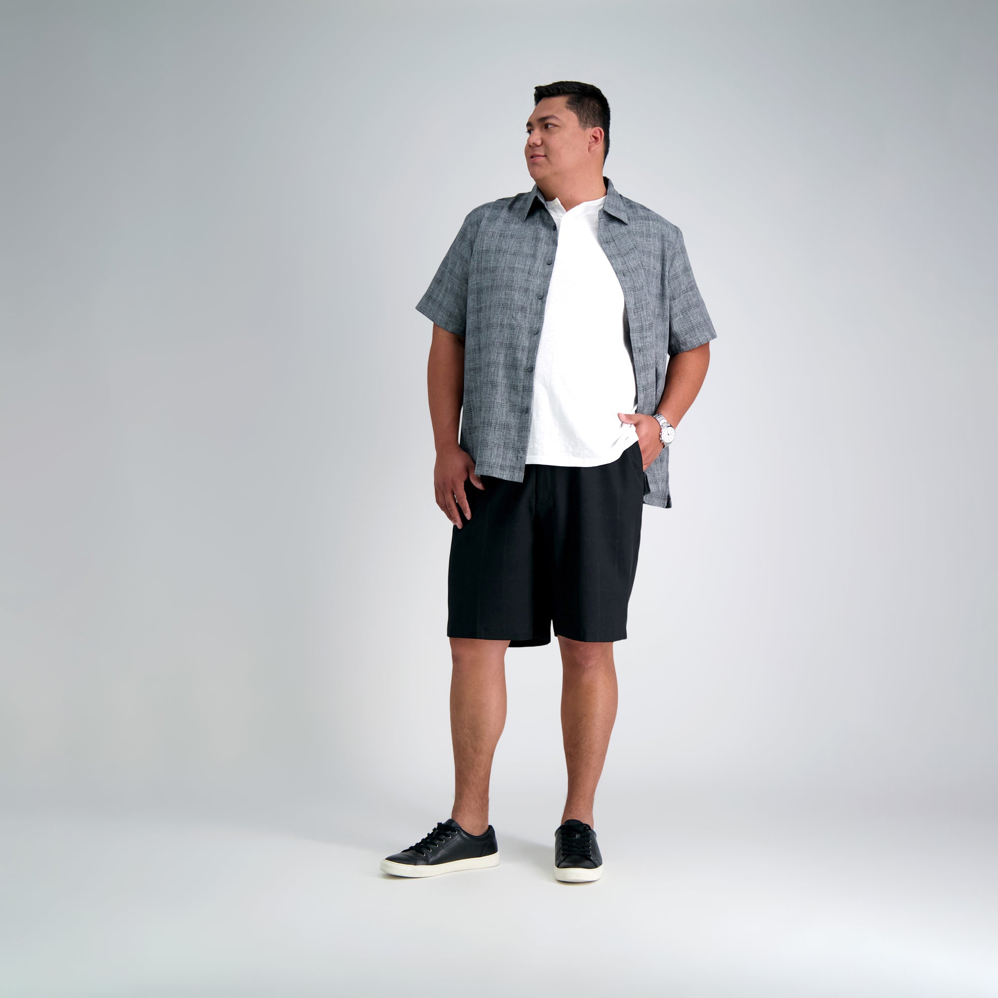 Big & Tall Microfiber Plaid Shirt, , hi-res