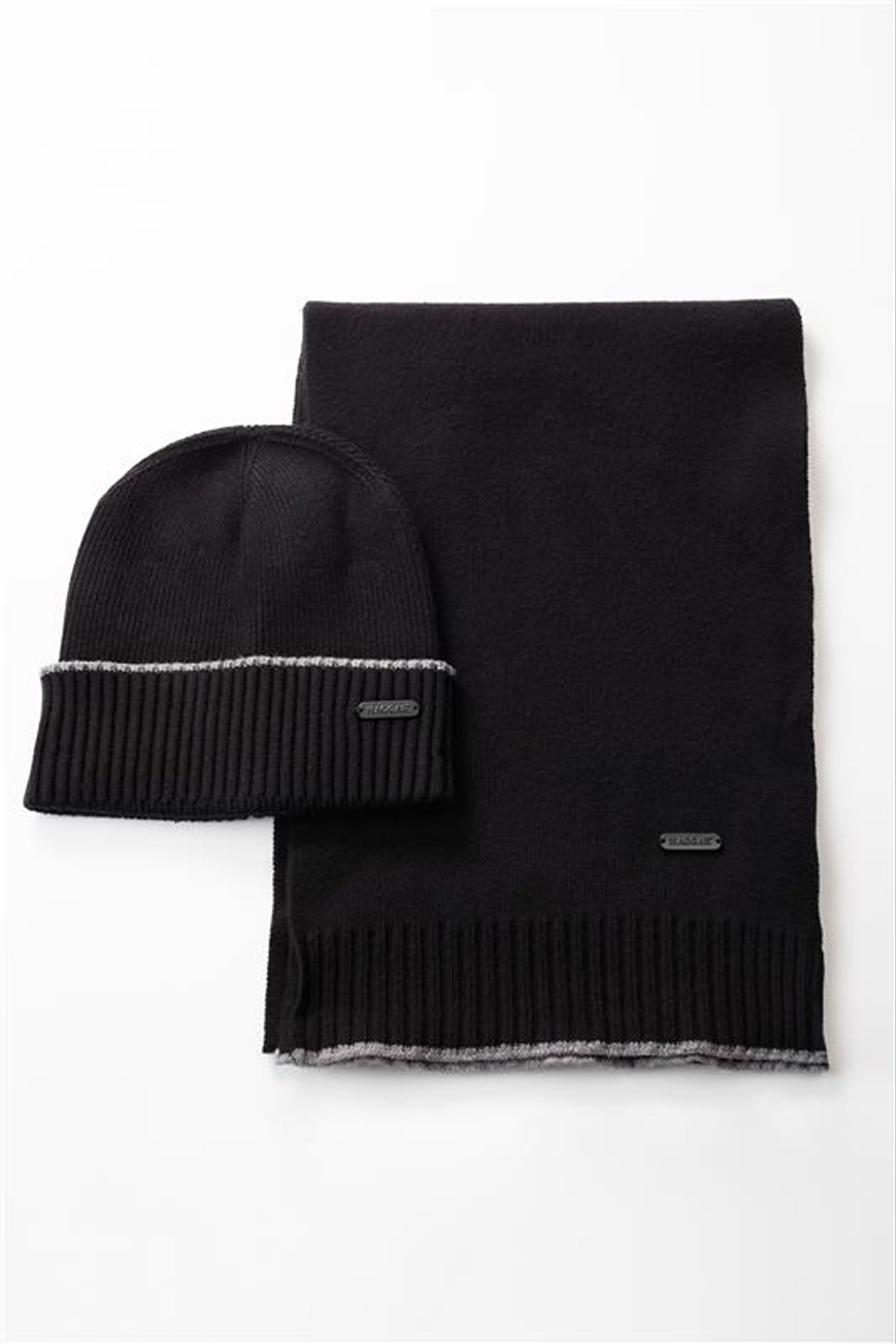 Wicking Beanie and Knit Scarf Set - Black
