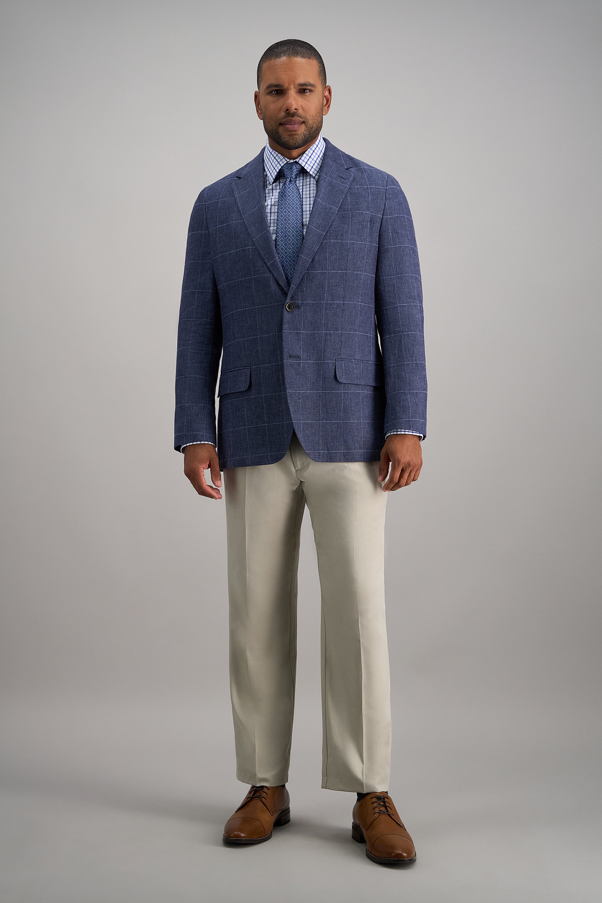 Premium Comfort Dress Shirt - Tonal Blue Check - Haggar.com