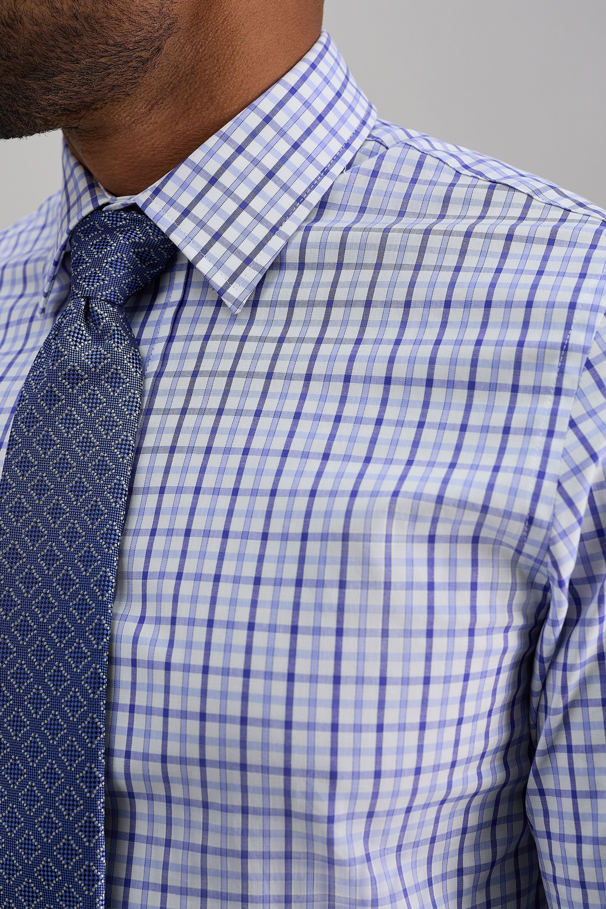 Premium Comfort Dress Shirt - Tonal Blue Check - Haggar.com