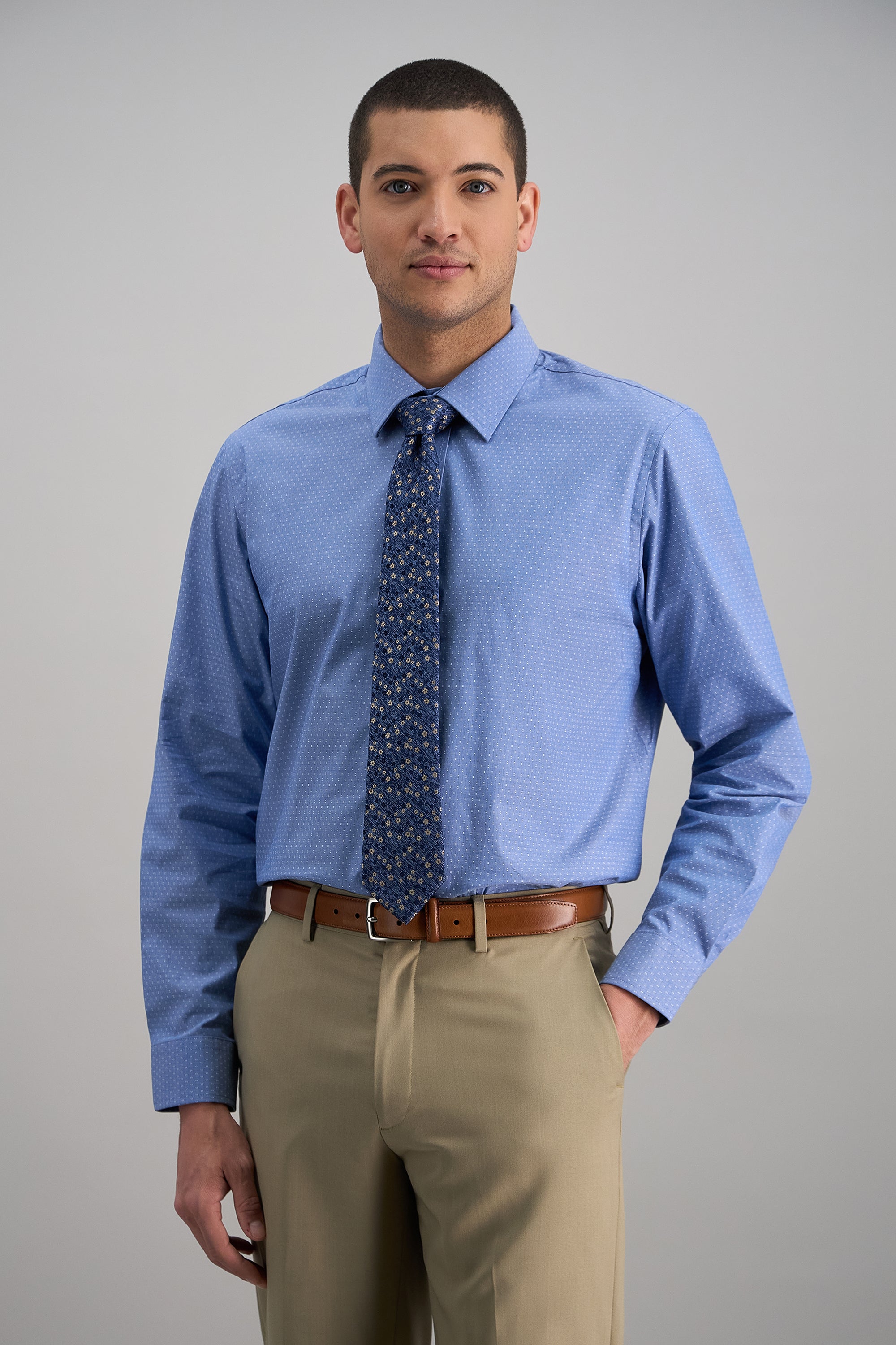 Premium Comfort Dress Shirt - Blue Dobby - Haggar.com