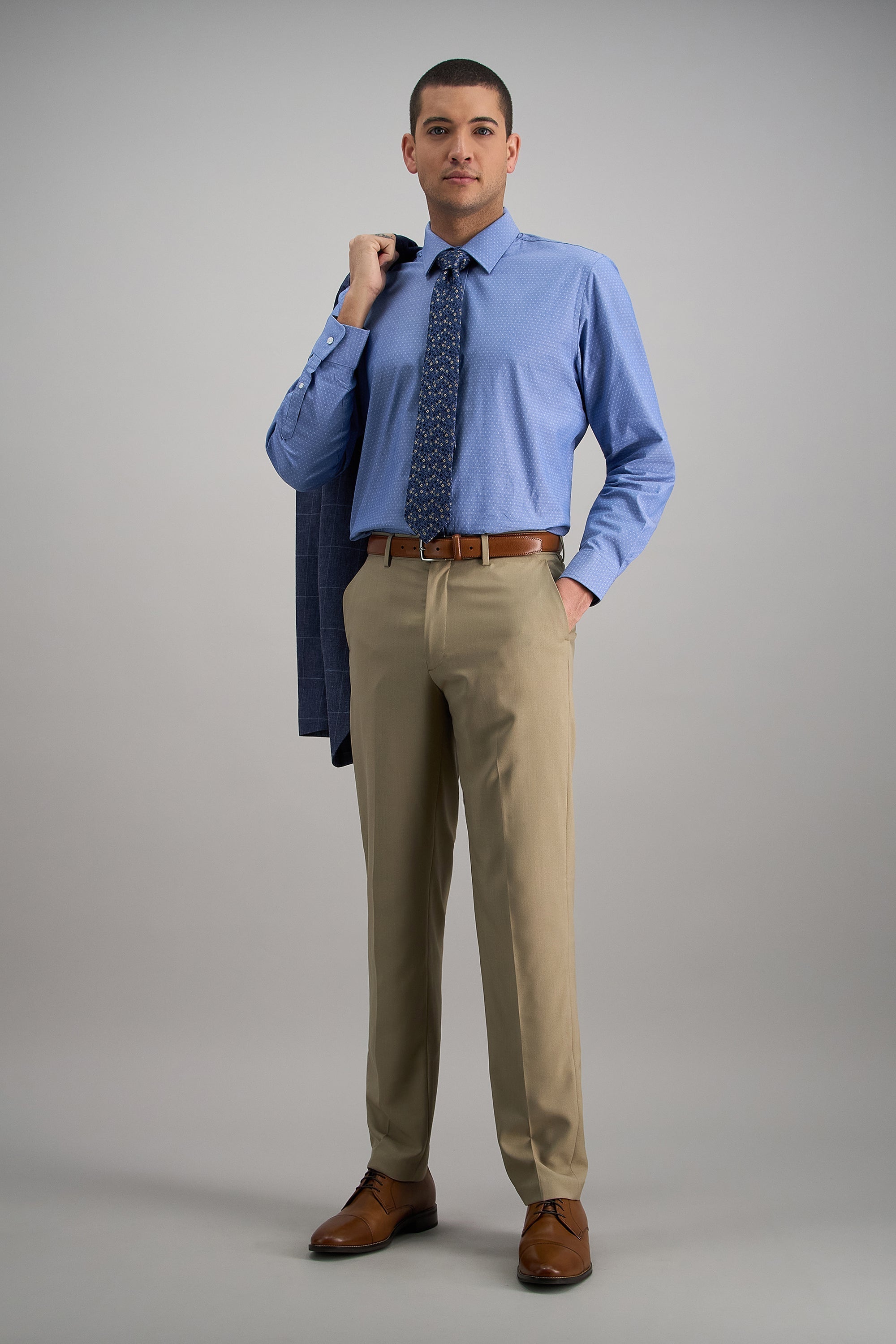 Premium Comfort Dress Shirt - Blue Dobby - Haggar.com