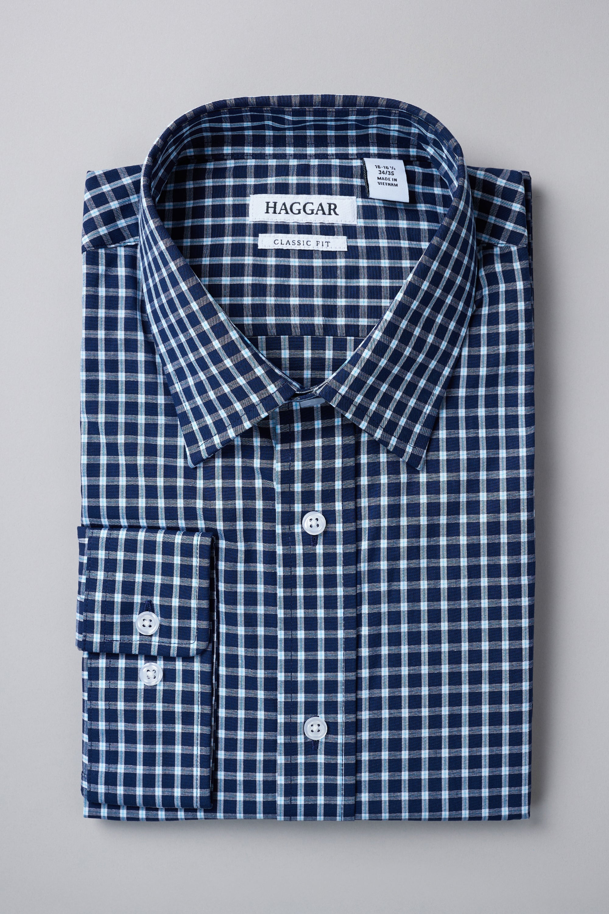 Premium Comfort Dress Shirt - Navy Check - Haggar.com