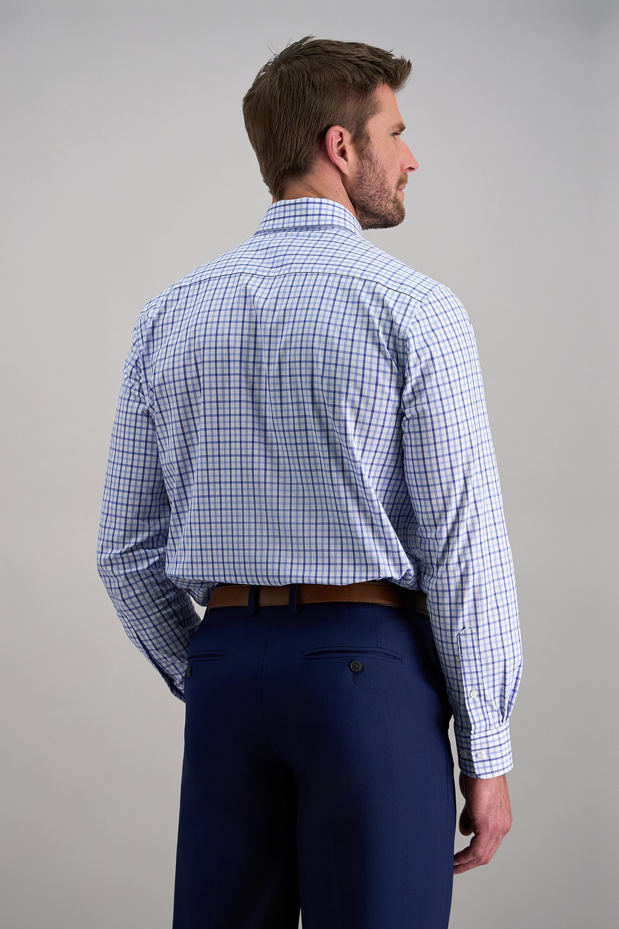 Premium Comfort Dress Shirt - Tonal Blue Check - Haggar.com
