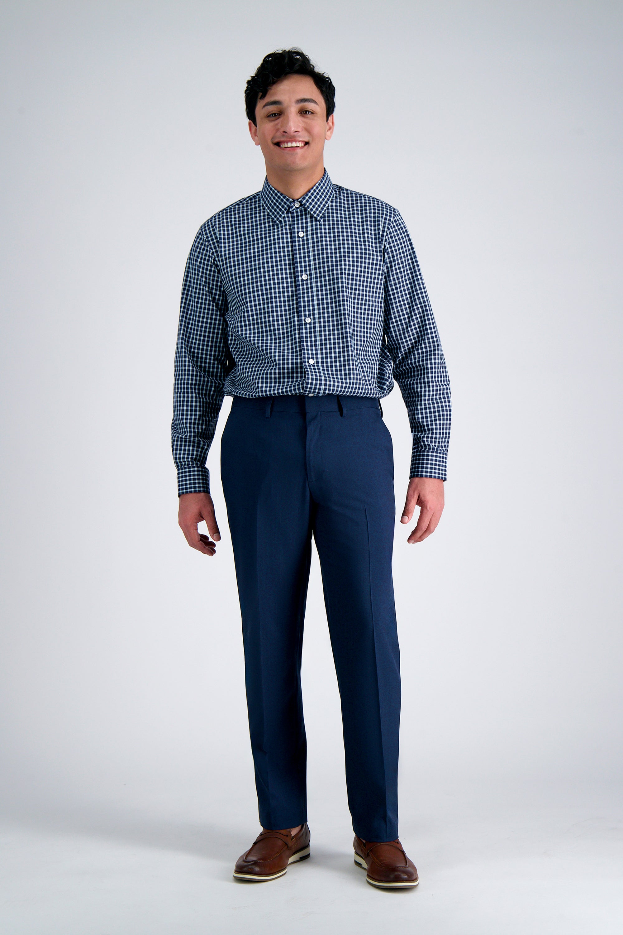 Premium Comfort Dress Shirt - Navy Check, , hi-res