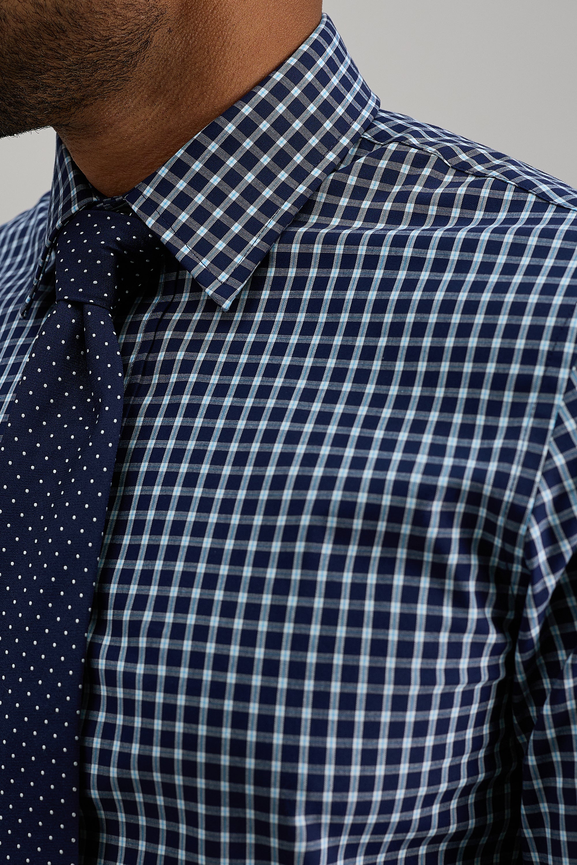 Premium Comfort Dress Shirt - Navy Check