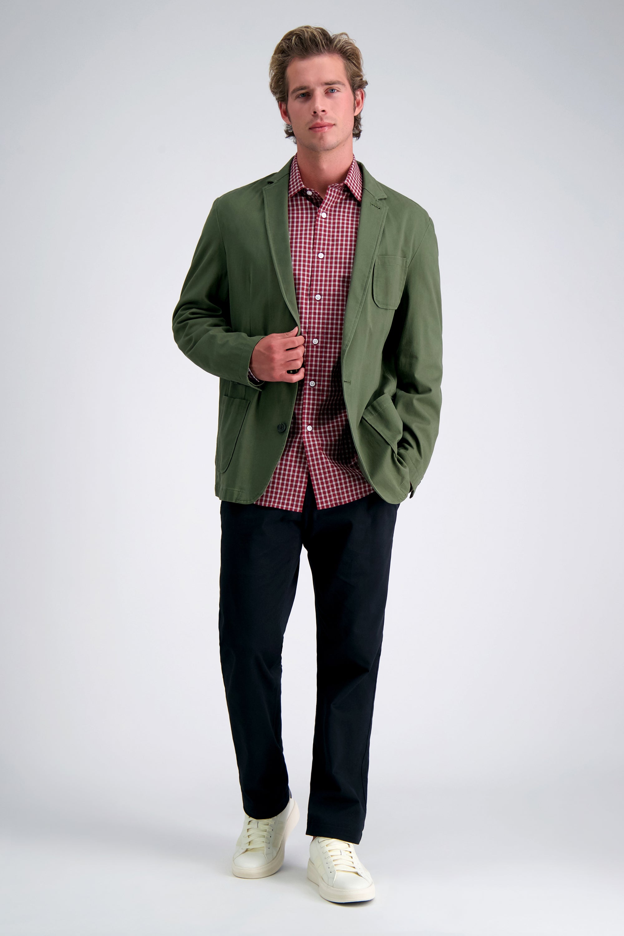 Premium Comfort Dress Shirt - Dark Red Check, , hi-res