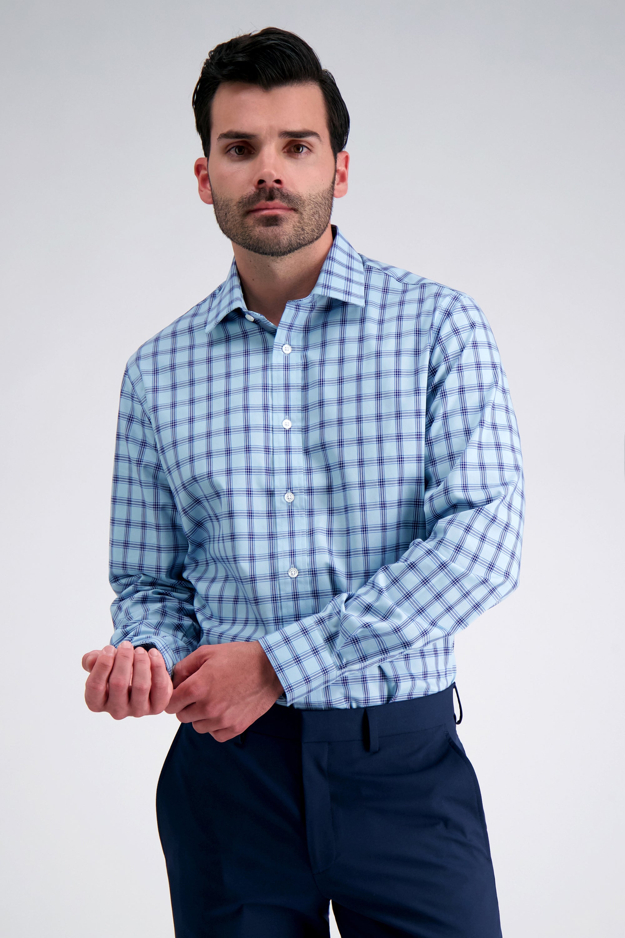 Premium Comfort Dress Shirt - Blue Check, , hi-res#color_medium blue