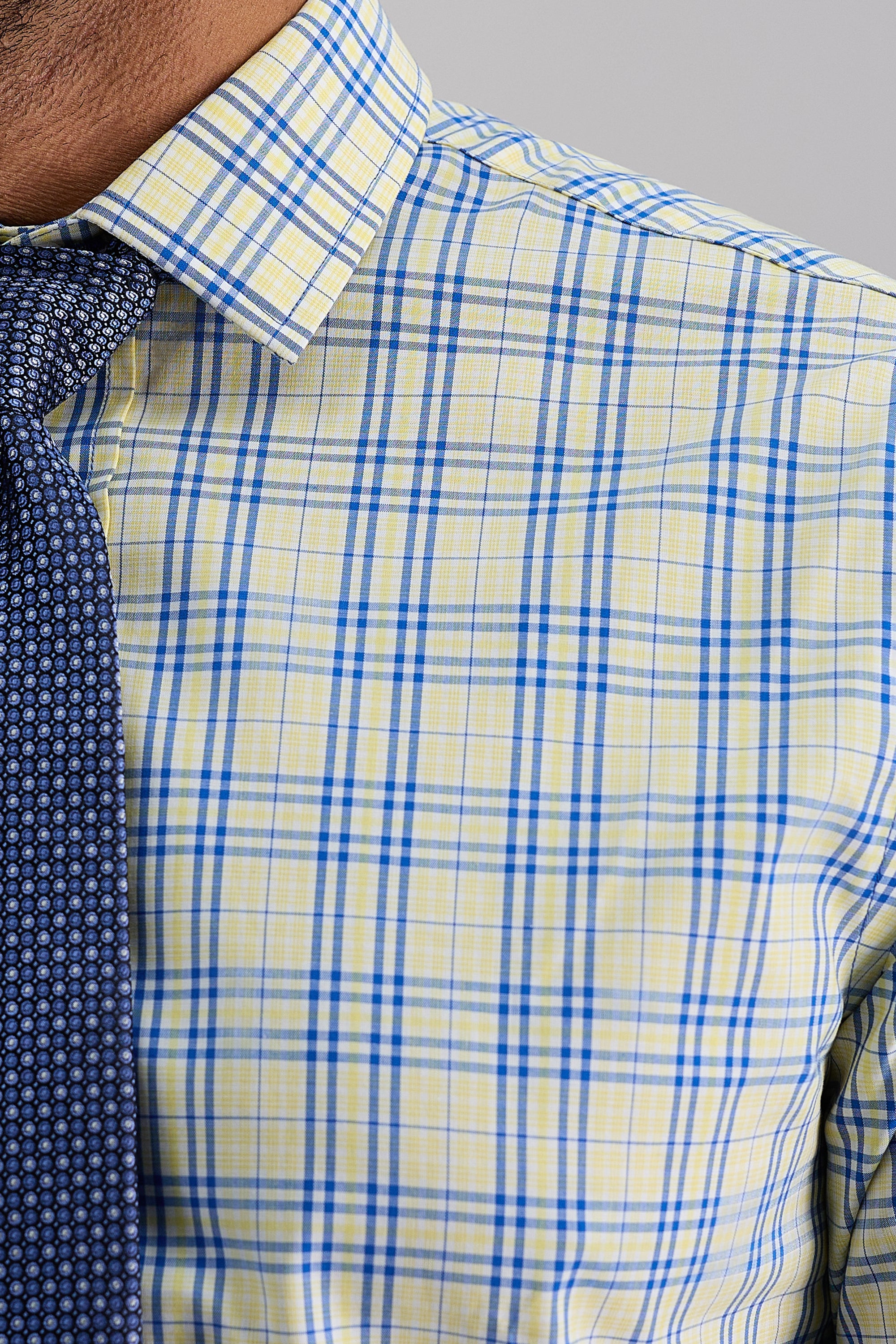 Premium Comfort Performance Cotton Dress Shirt - White and Yellow Plaid - Haggar.com#color_white
