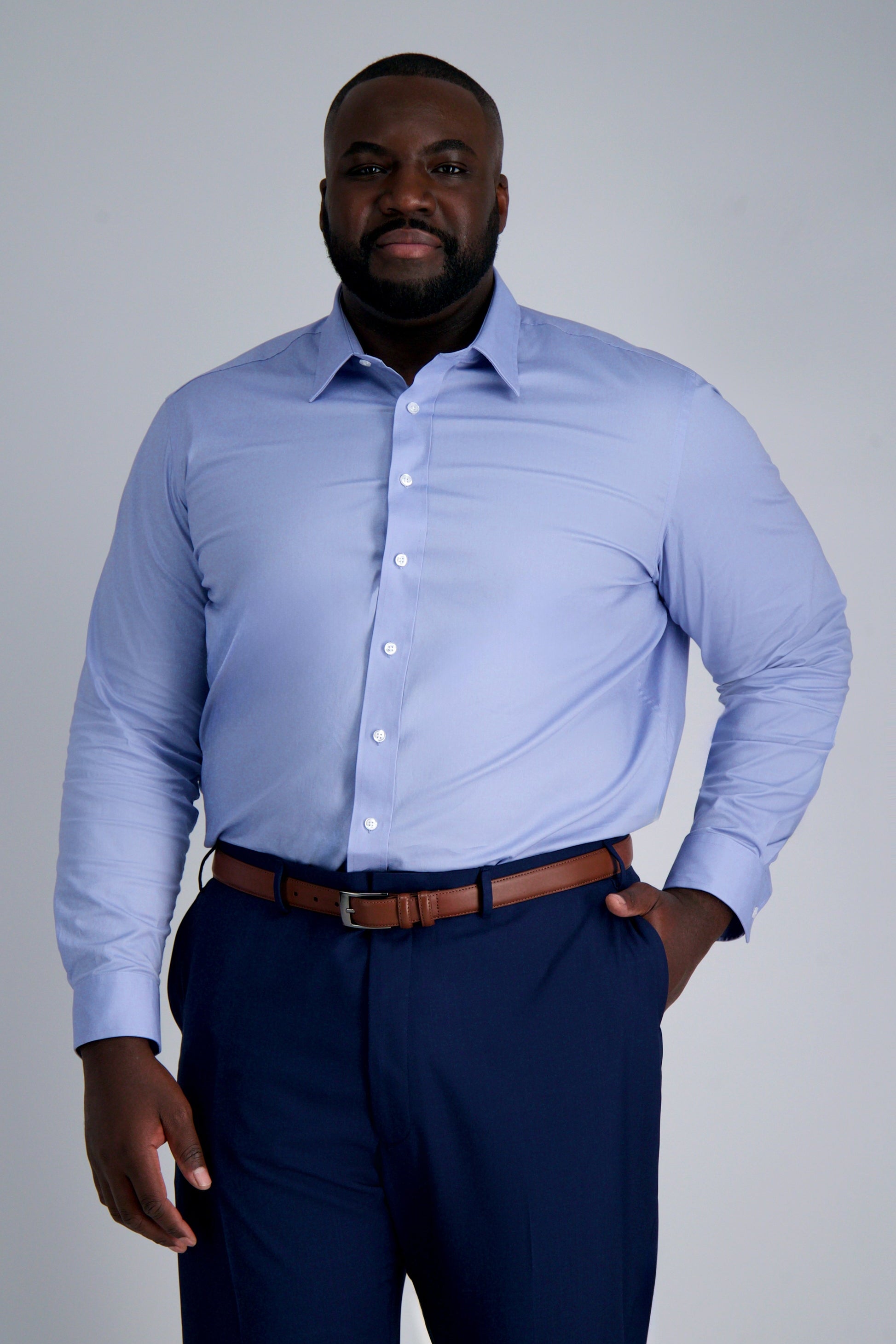 Premium Comfort Tall Dress Shirt - Blue - color_light blue #color_light blue
#color_blue