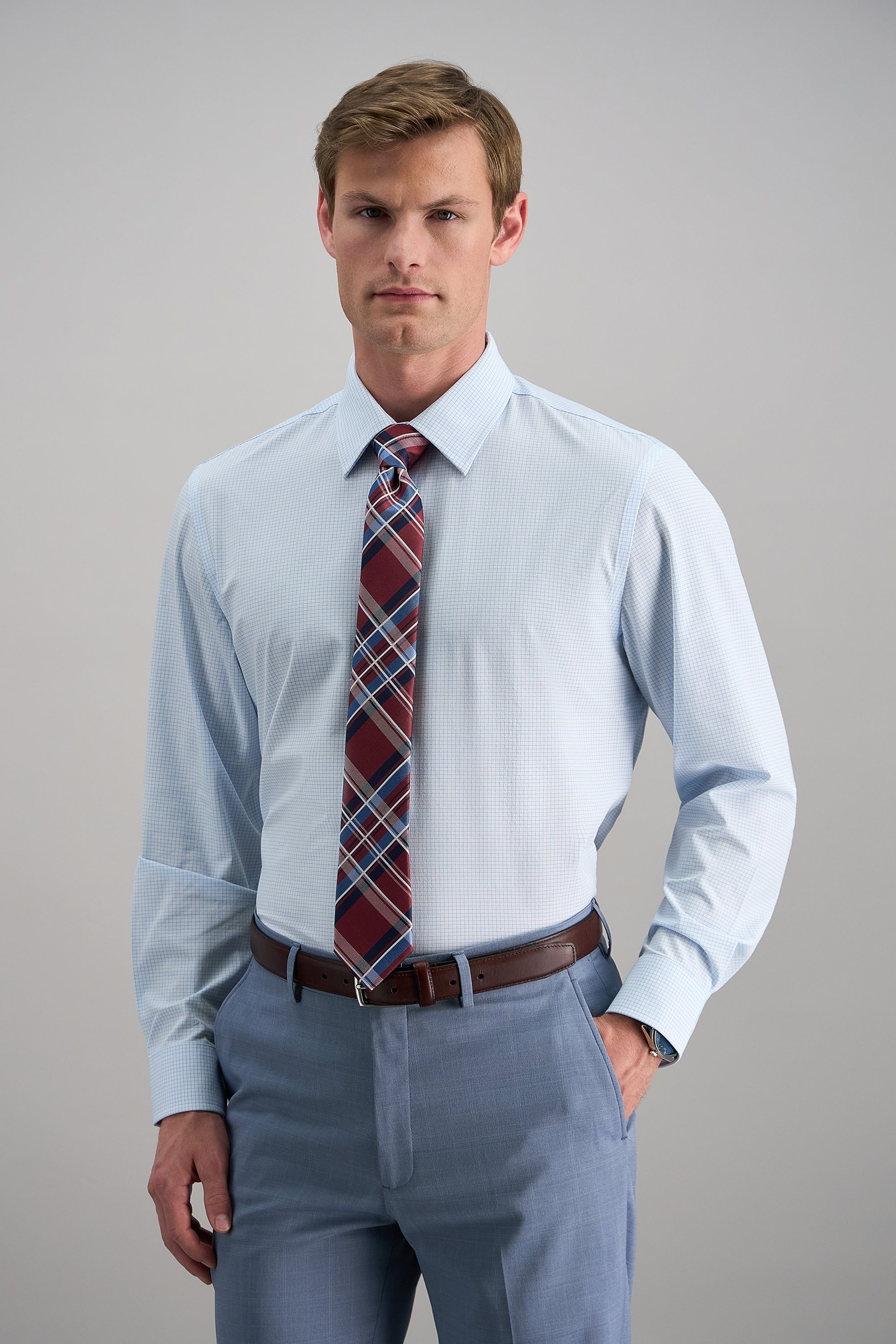 Smart Wash® Dress Shirt - Blue Graph Check - Haggar.com