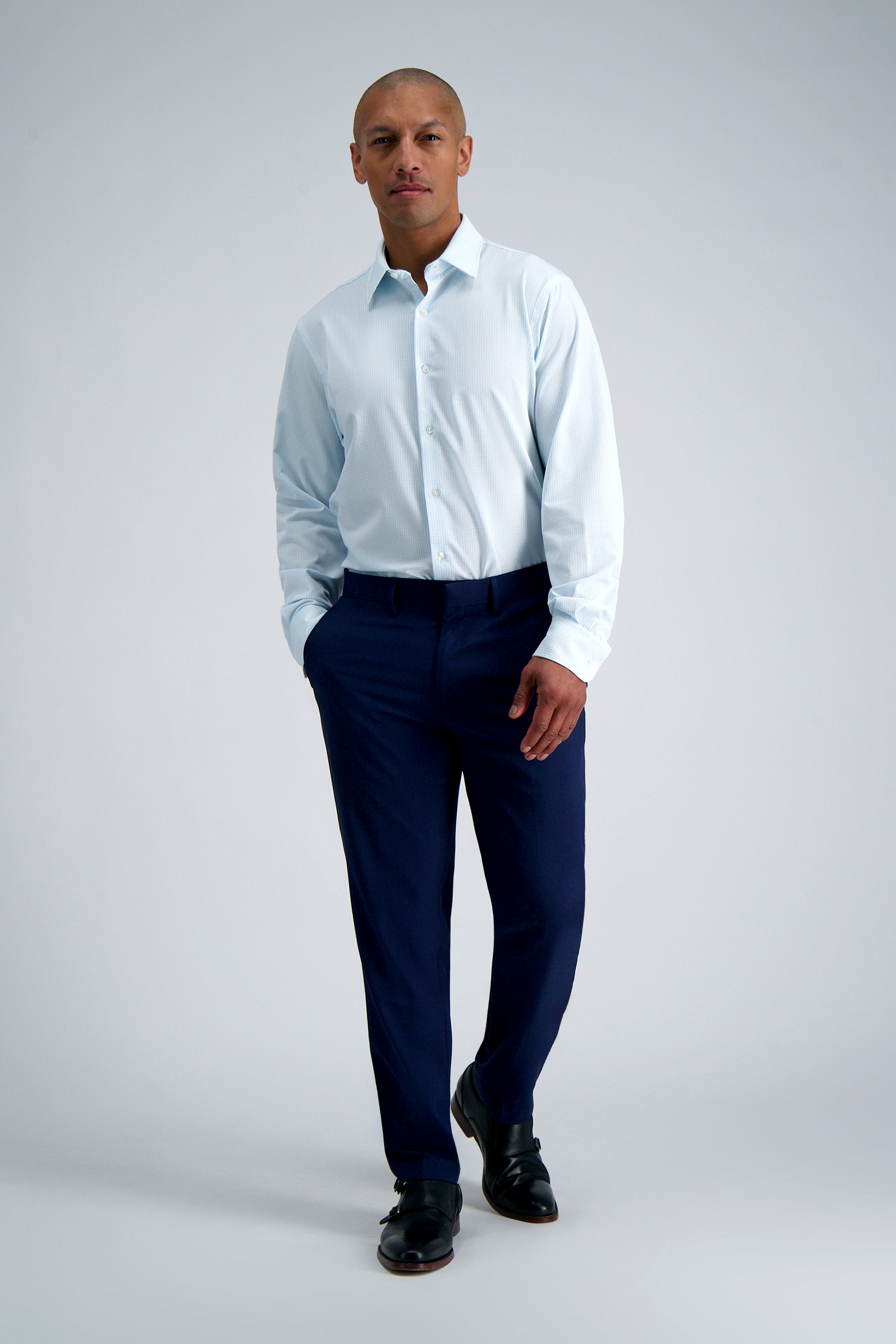 Smart Wash® Dress Shirt - Blue Graph Check, , hi-res