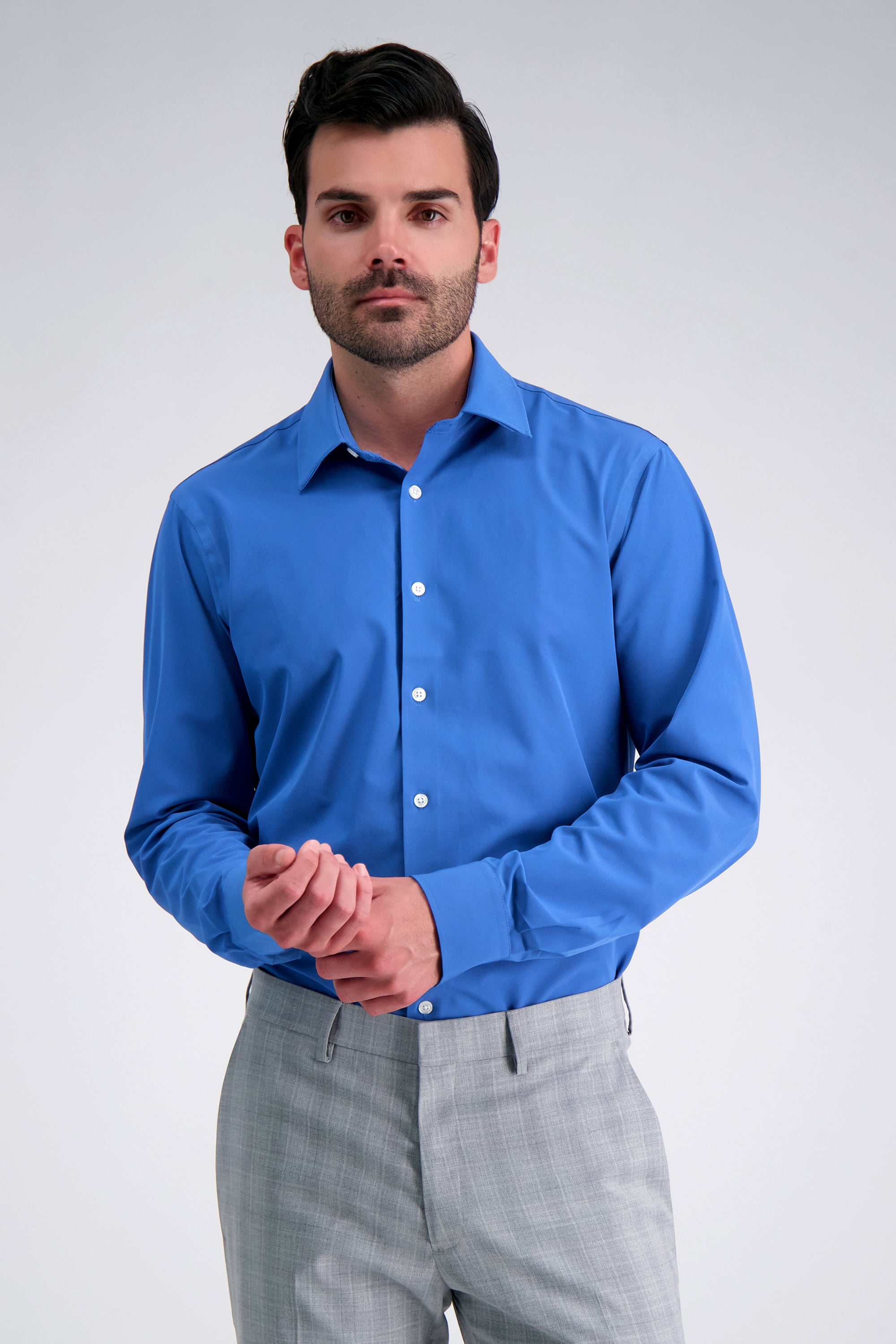 Smart Wash™ Dress Shirt - Blue Solid, , hi-res#color_heather blue