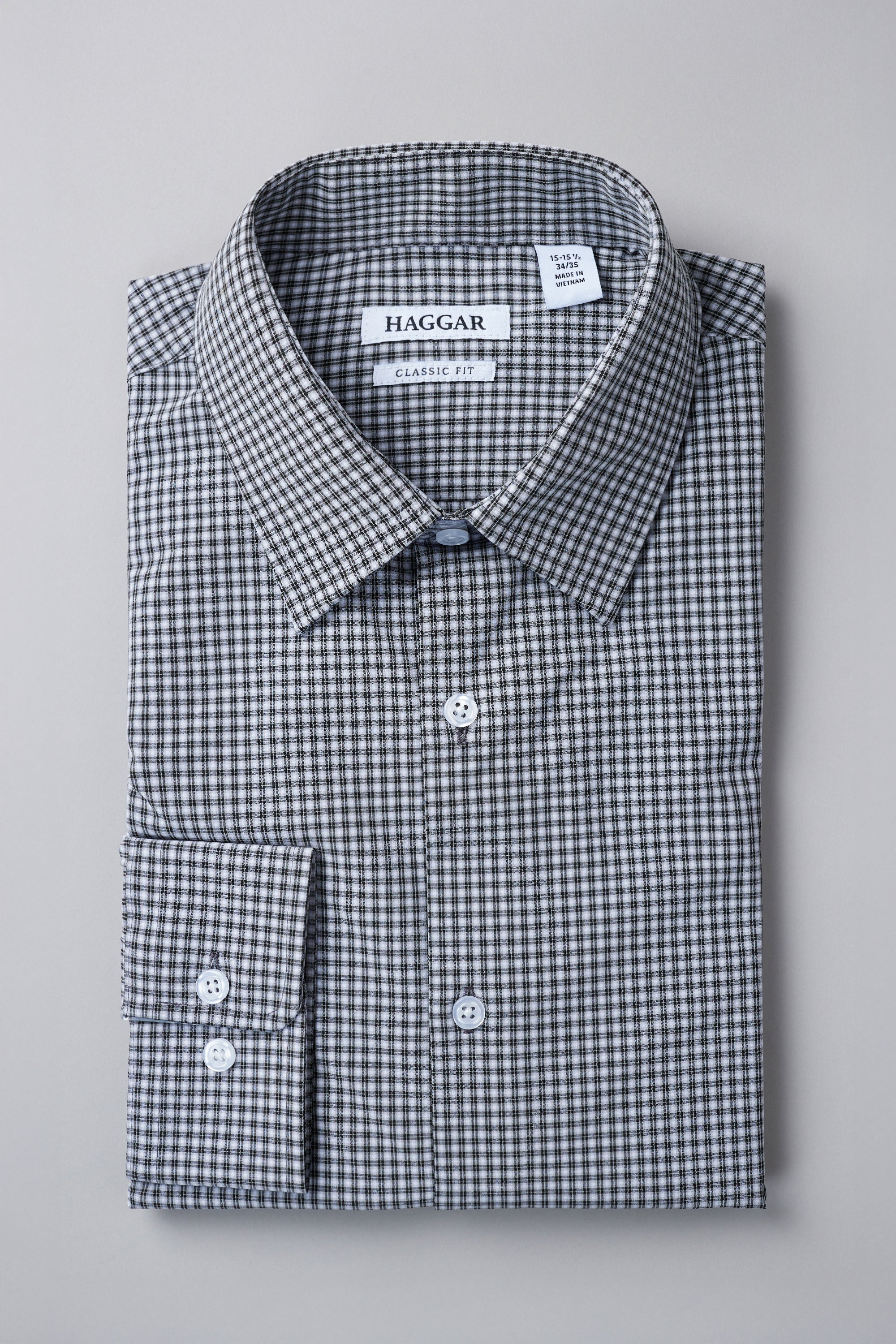 Smart Wash™ Dress Shirt - Black Check - Haggar.com