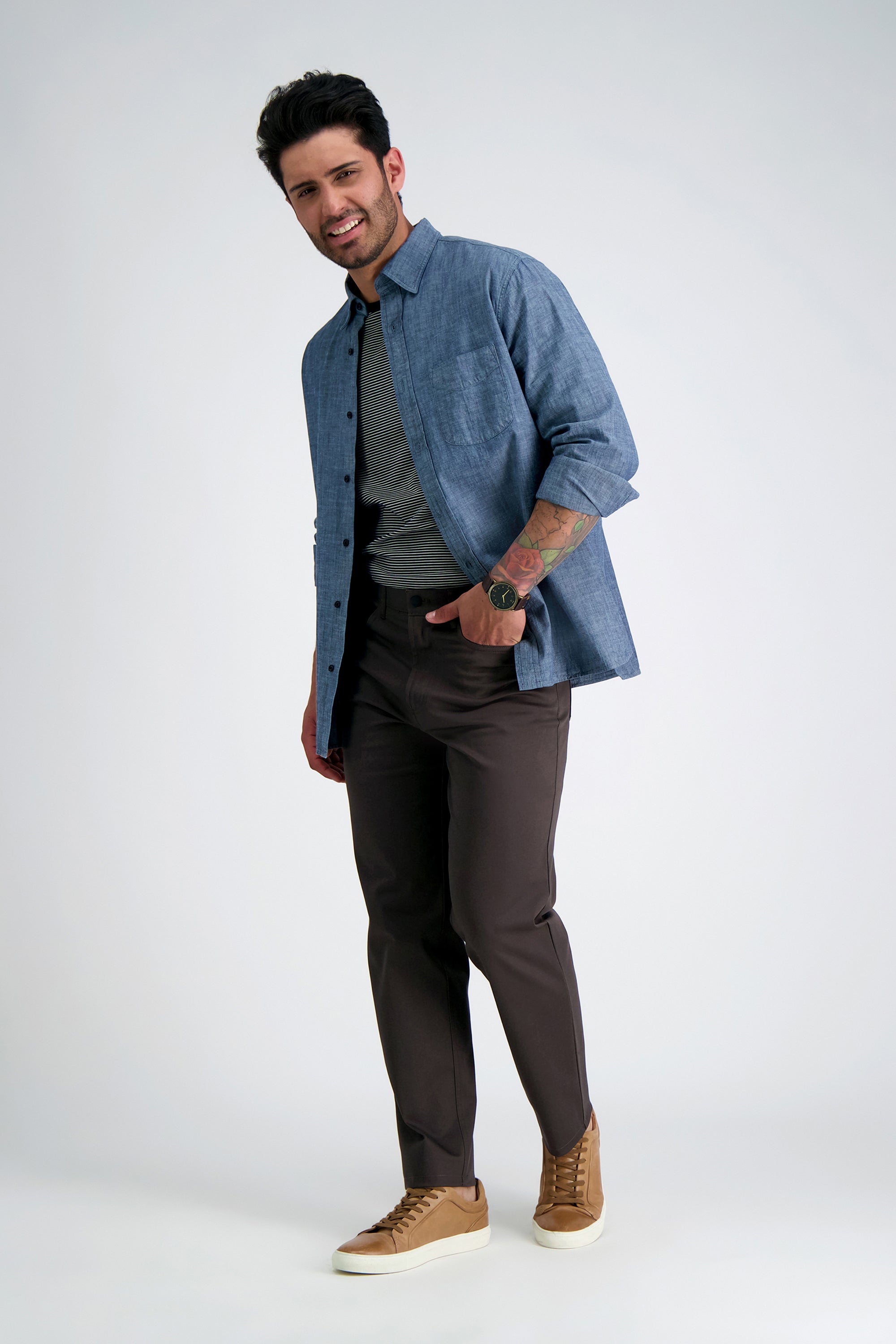 Iron Free Premium Solid 5-Pocket Pant, , hi-res#color_burgundy