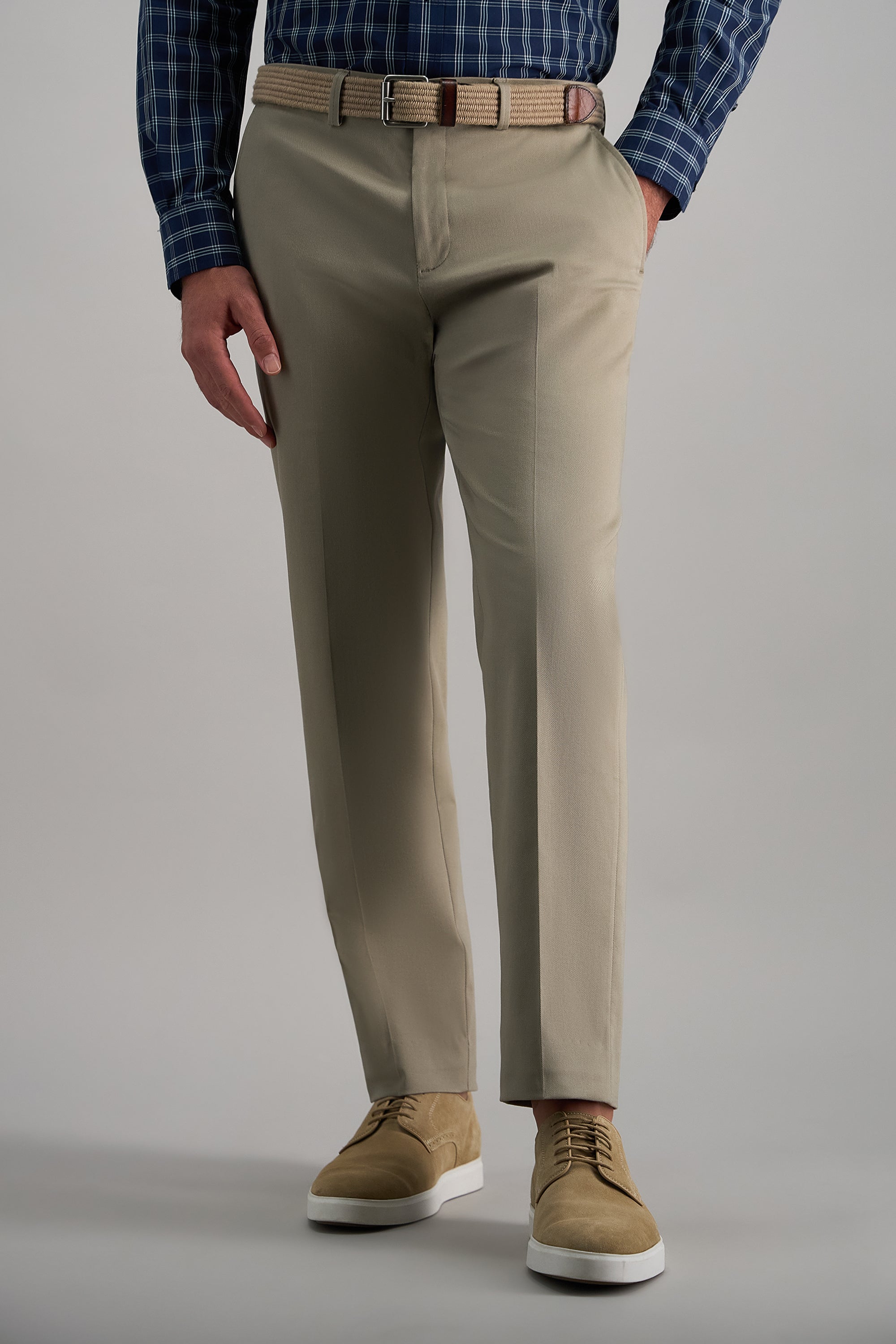 khaki dress pants Haggar Iron Free Premium Khaki Pants, Flat Front in Heather Grey