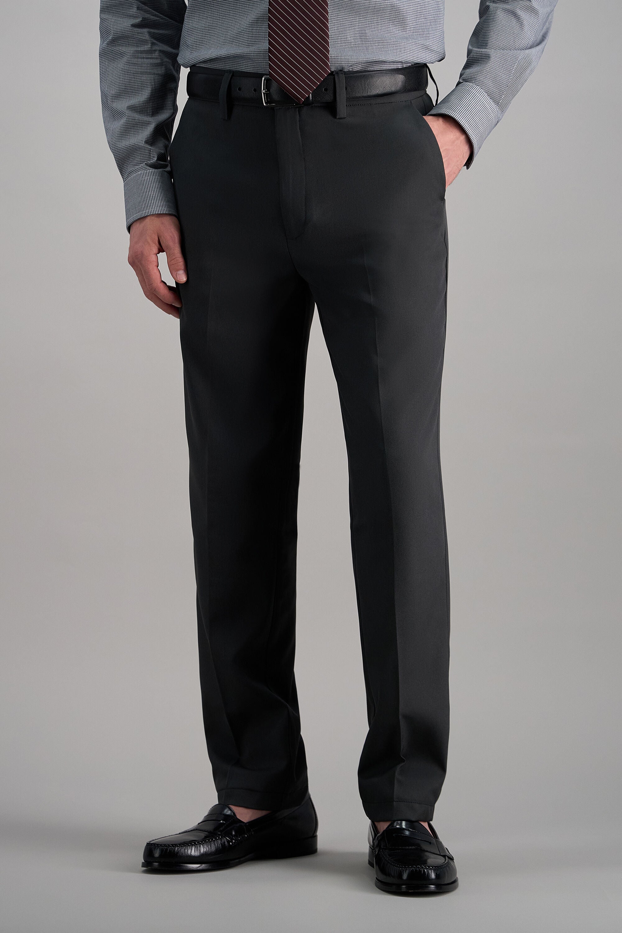 Haggar Cool 18 Pro Heather Pants, Flat Front in Dark Heather Grey | Size: 32 x 32