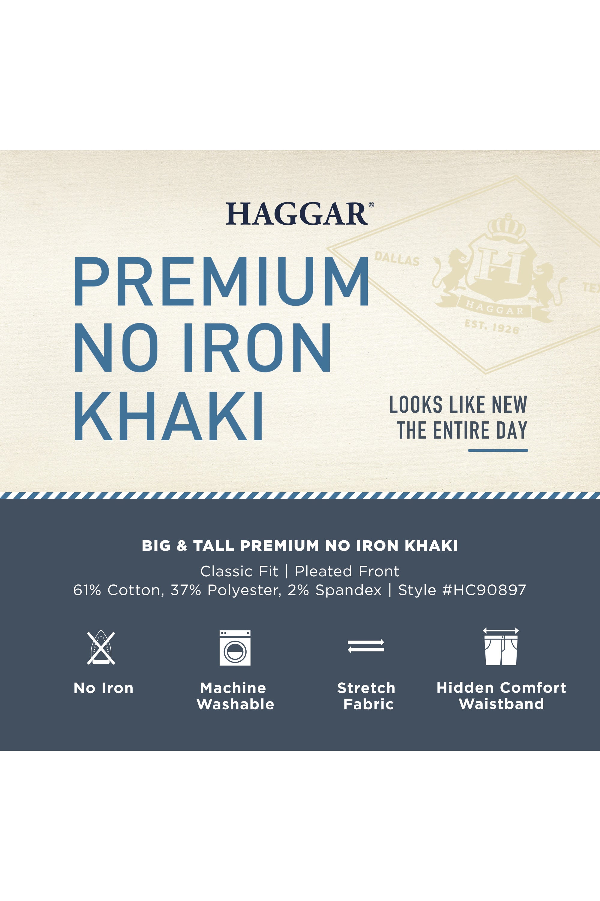 Big & Tall Premium No Iron Khaki, , hi-res