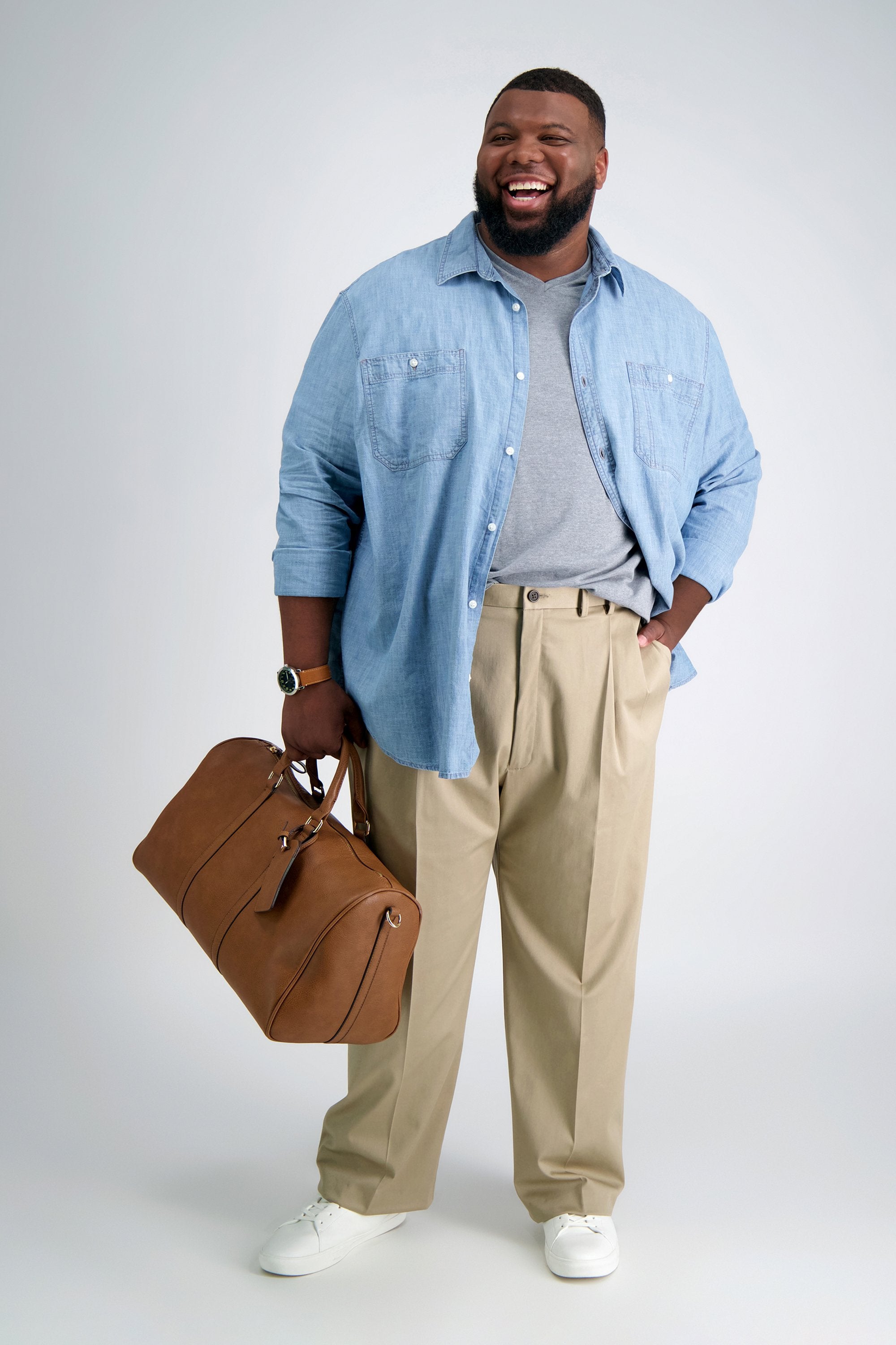 Big & Tall Premium No Iron Khaki, , hi-res
