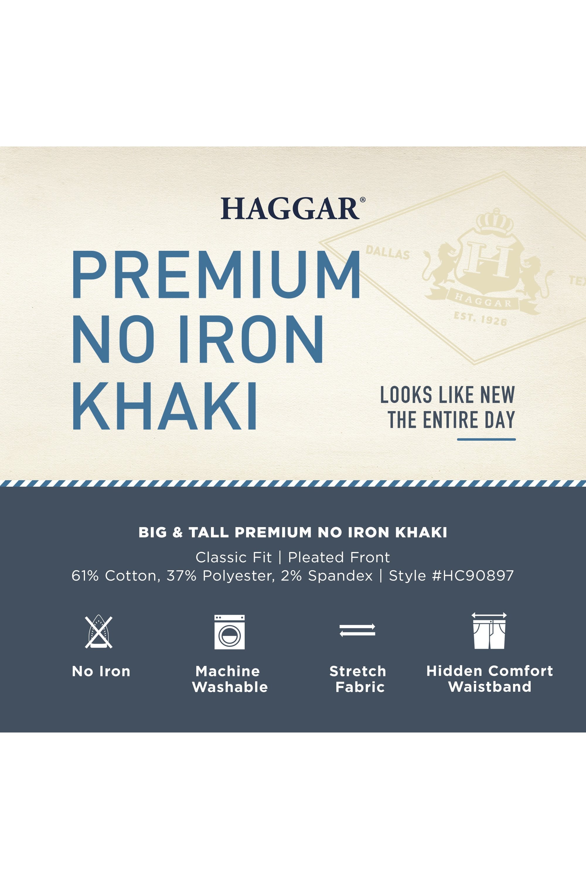 Big & Tall Premium No Iron Khaki, , hi-res