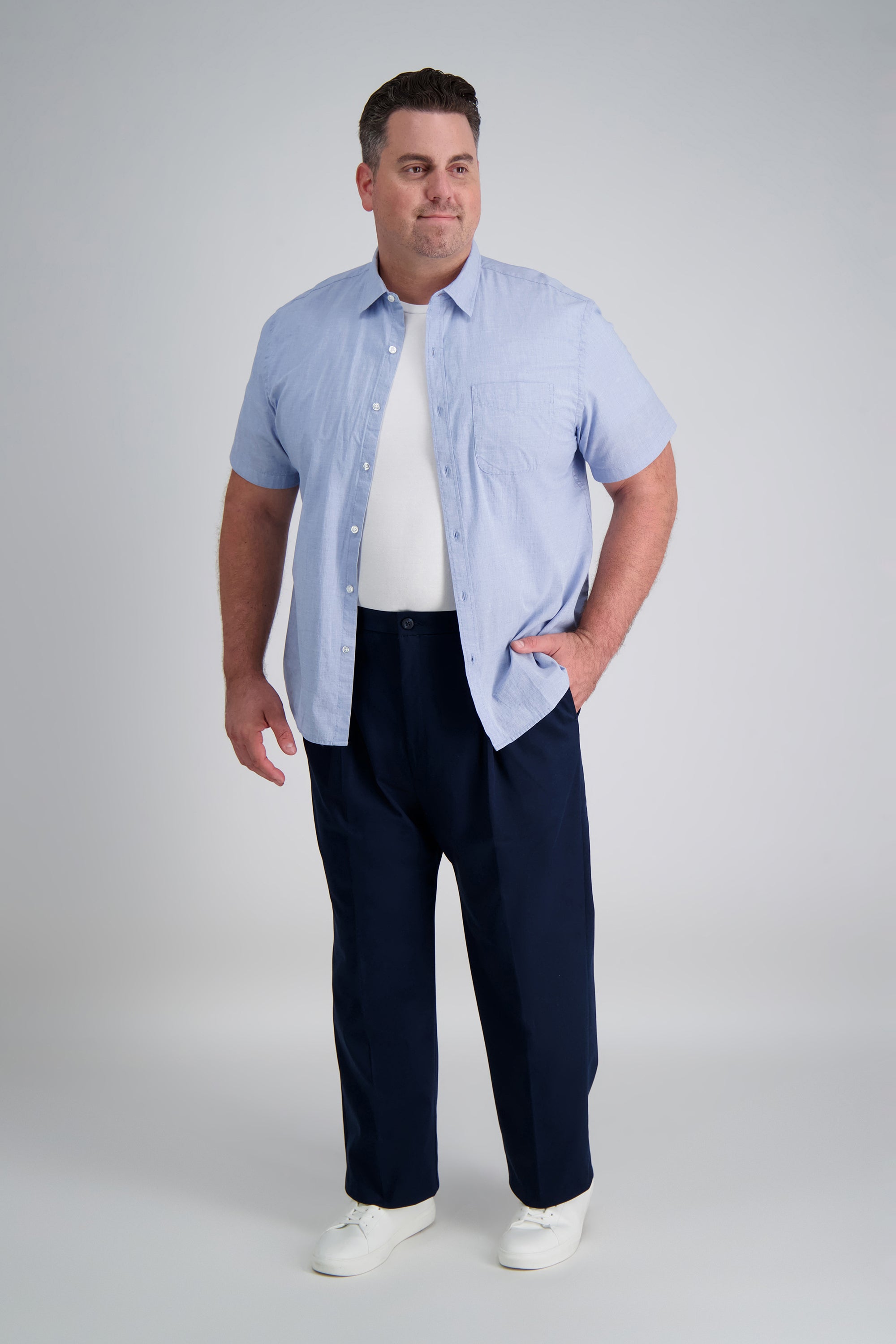 Big & Tall Iron Free Premium Khaki - color_dark navy#color_dark navy