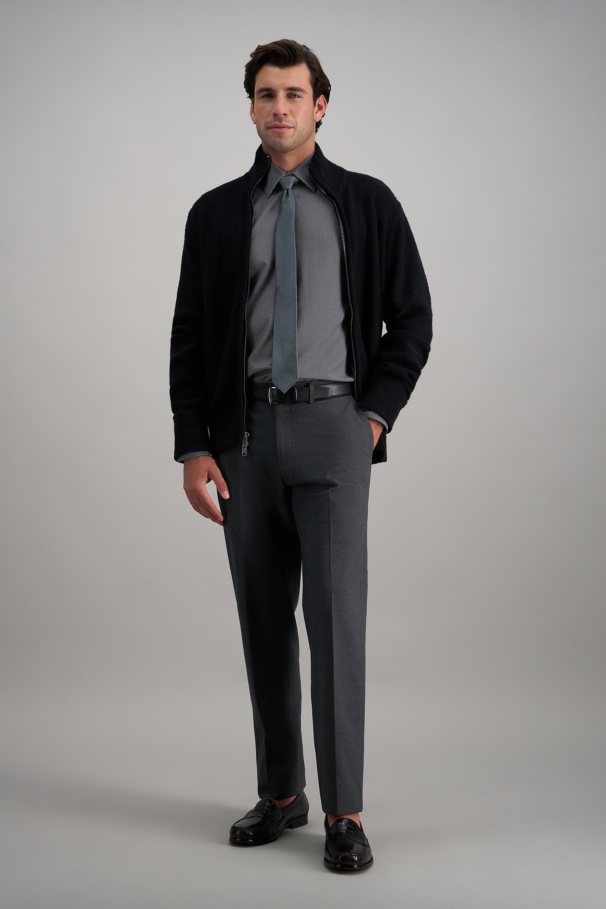 J.M. Haggar Flannel Dress Pant, , hi-res#color_dark grey