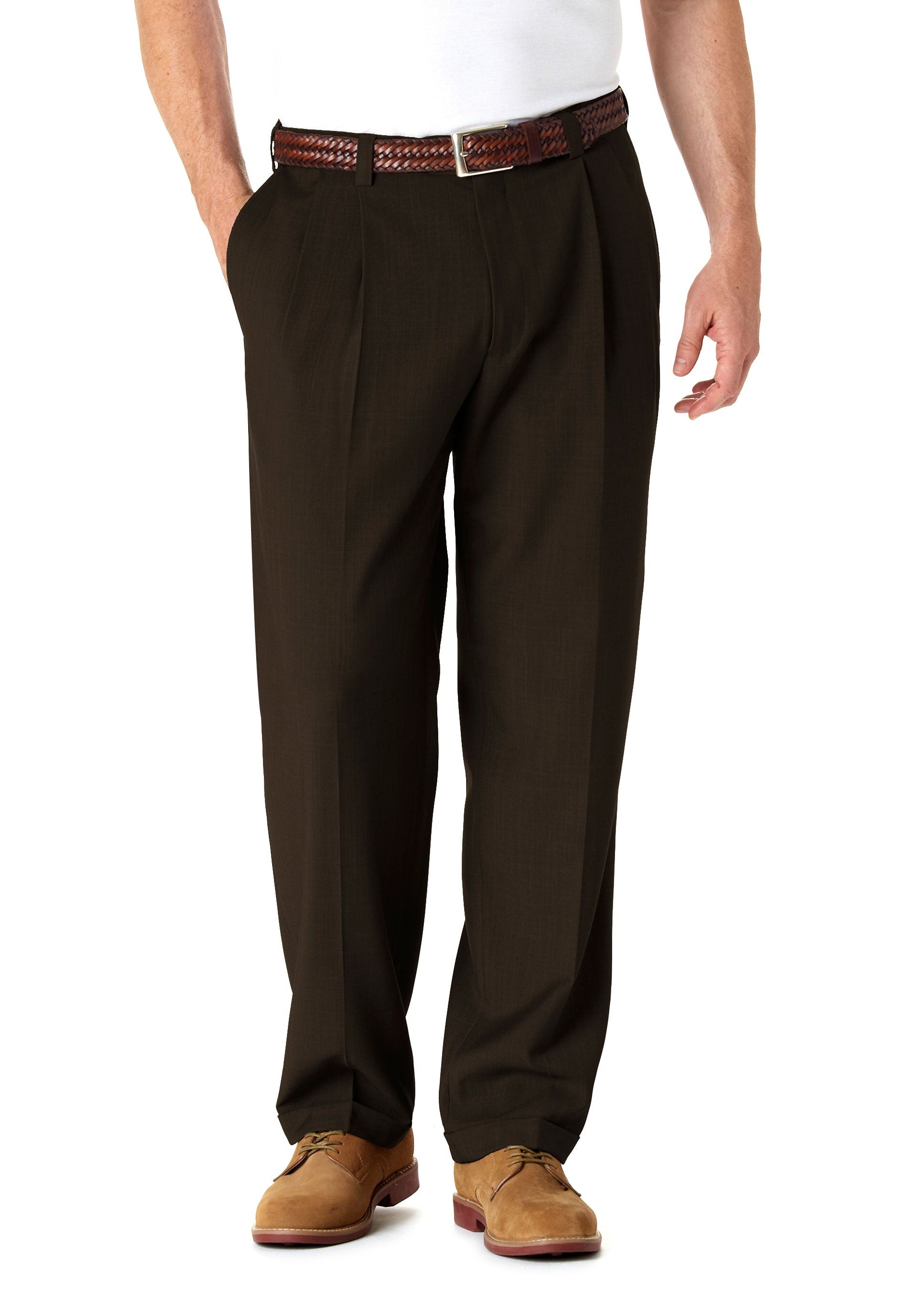 Big & Tall E-CLO™ Stria Dress Pant, , hi-res#color_brown