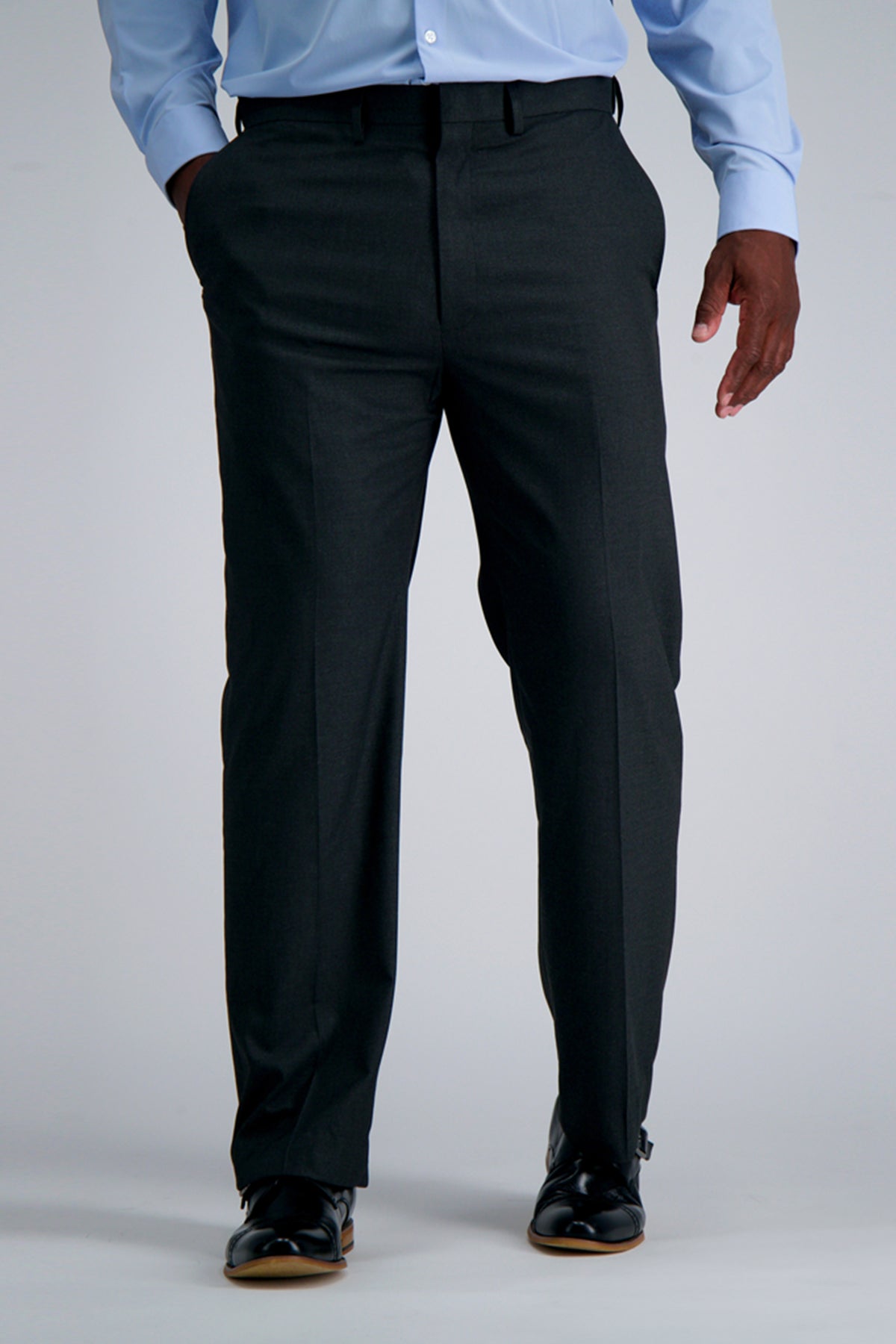 Big & Tall J.M. Haggar Dress Pant - Sharkskin - color_dark heather grey
#color_dark heather grey