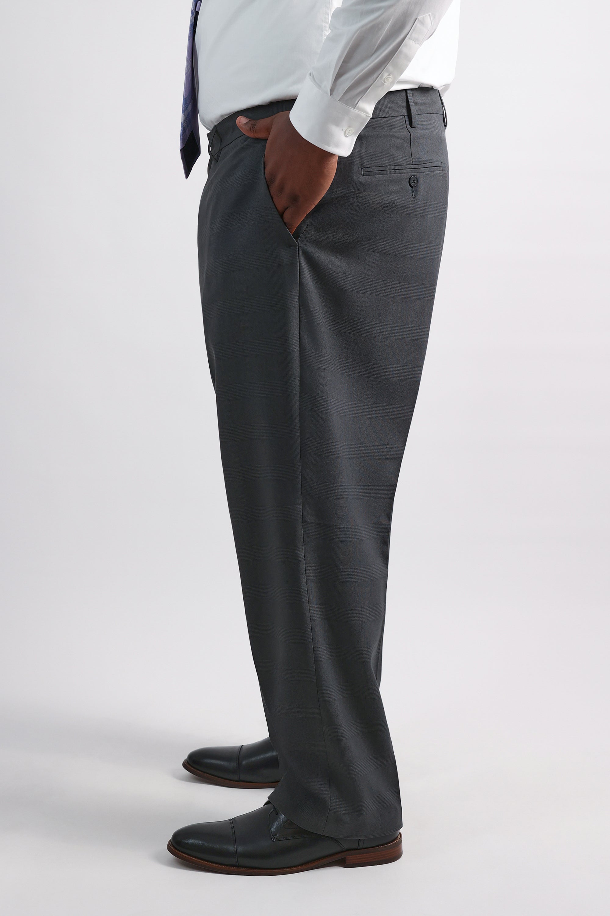 Big & Tall Premium Comfort Tonal Plaid Dress Pant, , hi-res