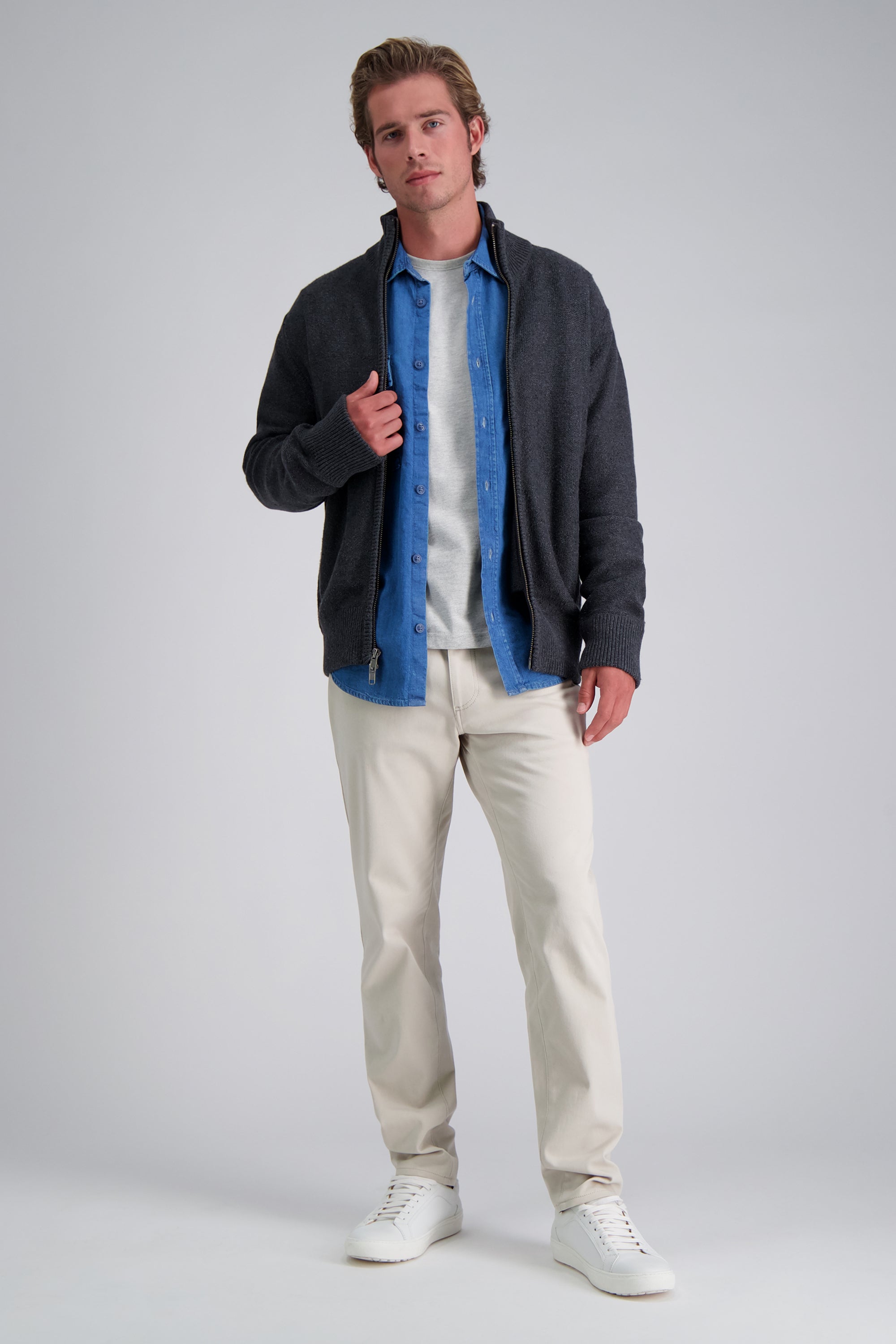 Long Sleeve Zip Sweater, , hi-res