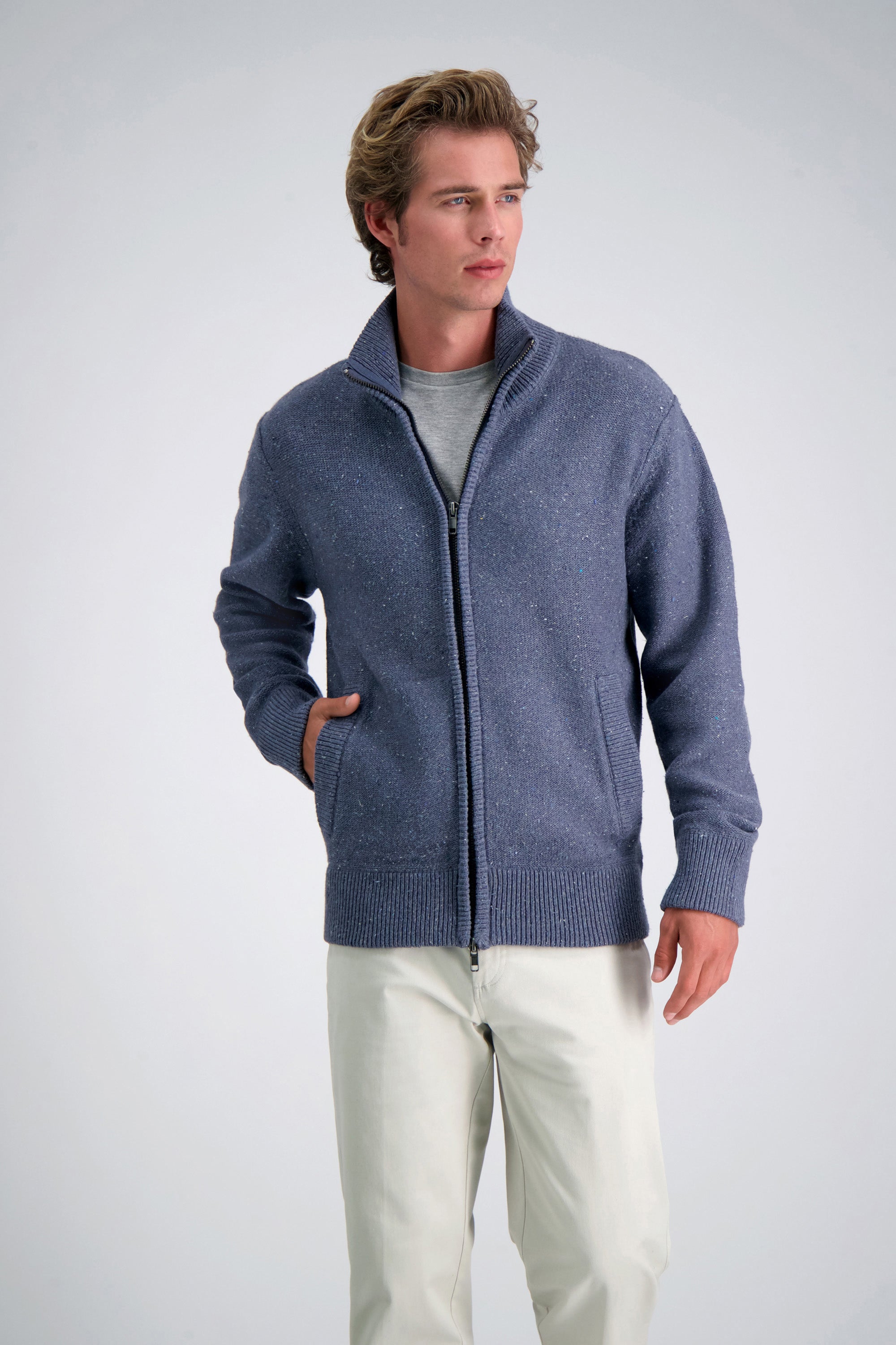 Long Sleeve Zip Sweater - Haggar.com