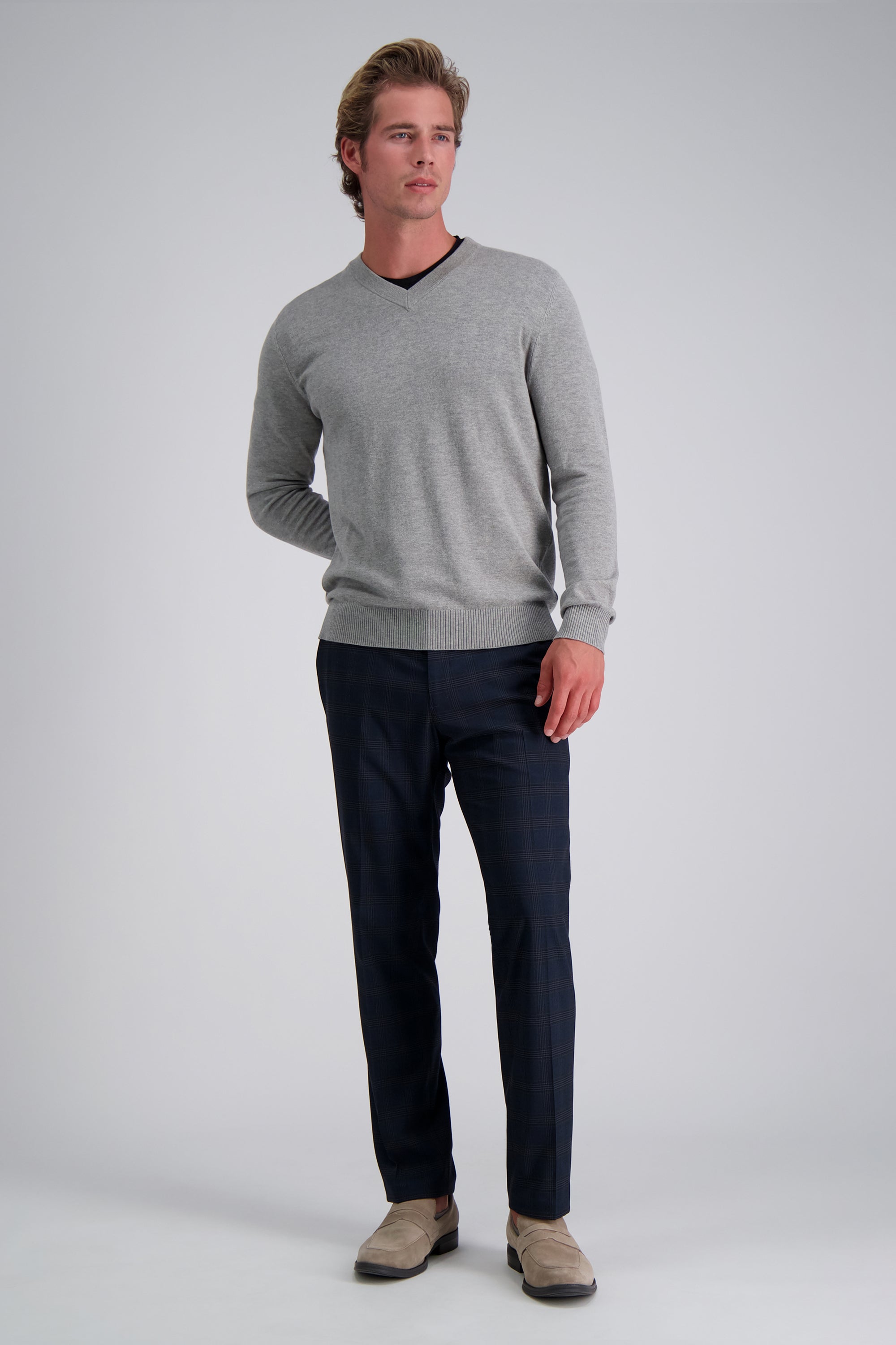 Long Sleeve V-Neck Sweater - Haggar.com