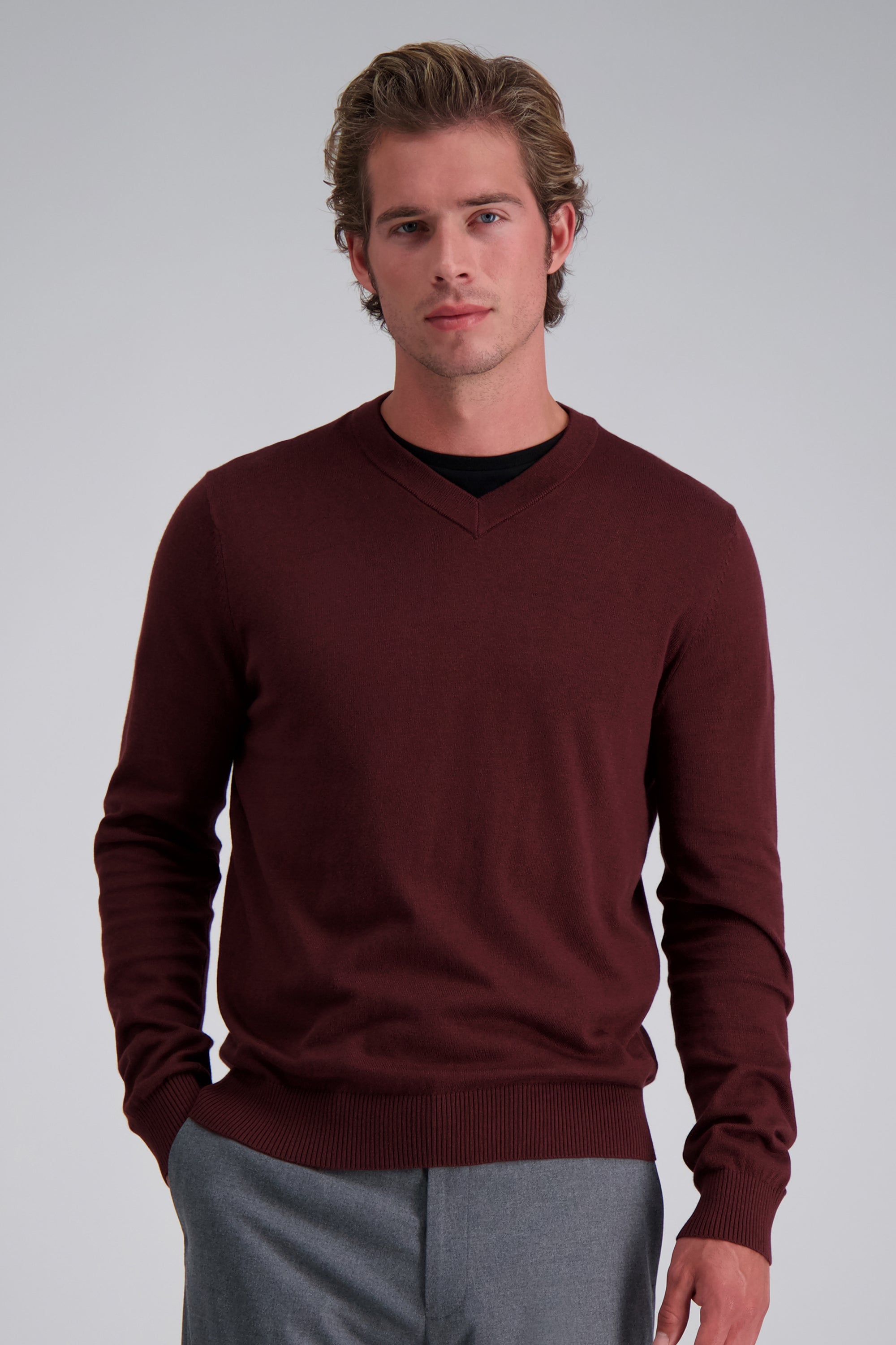 Long Sleeve V-Neck Sweater - Haggar.com