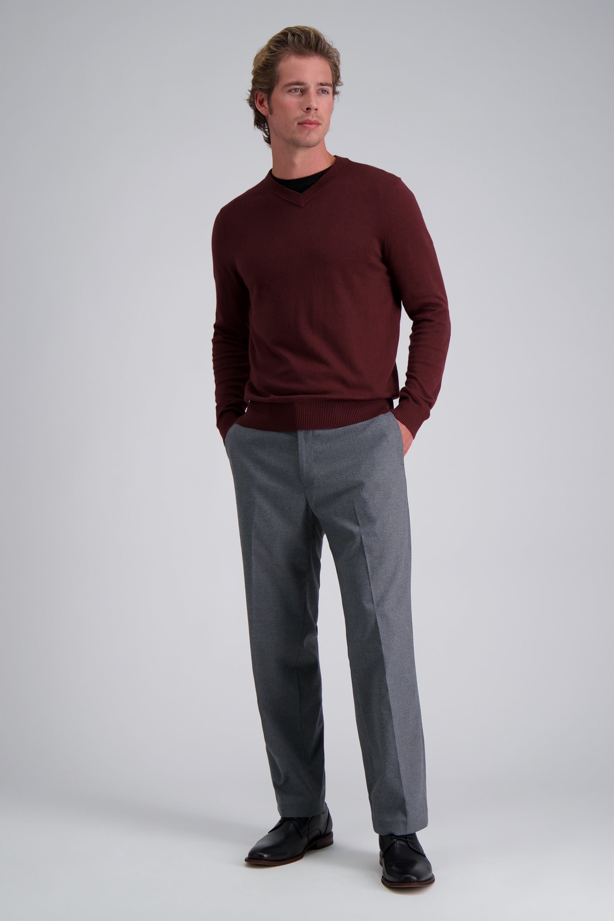 Long Sleeve V-Neck Sweater - Haggar.com