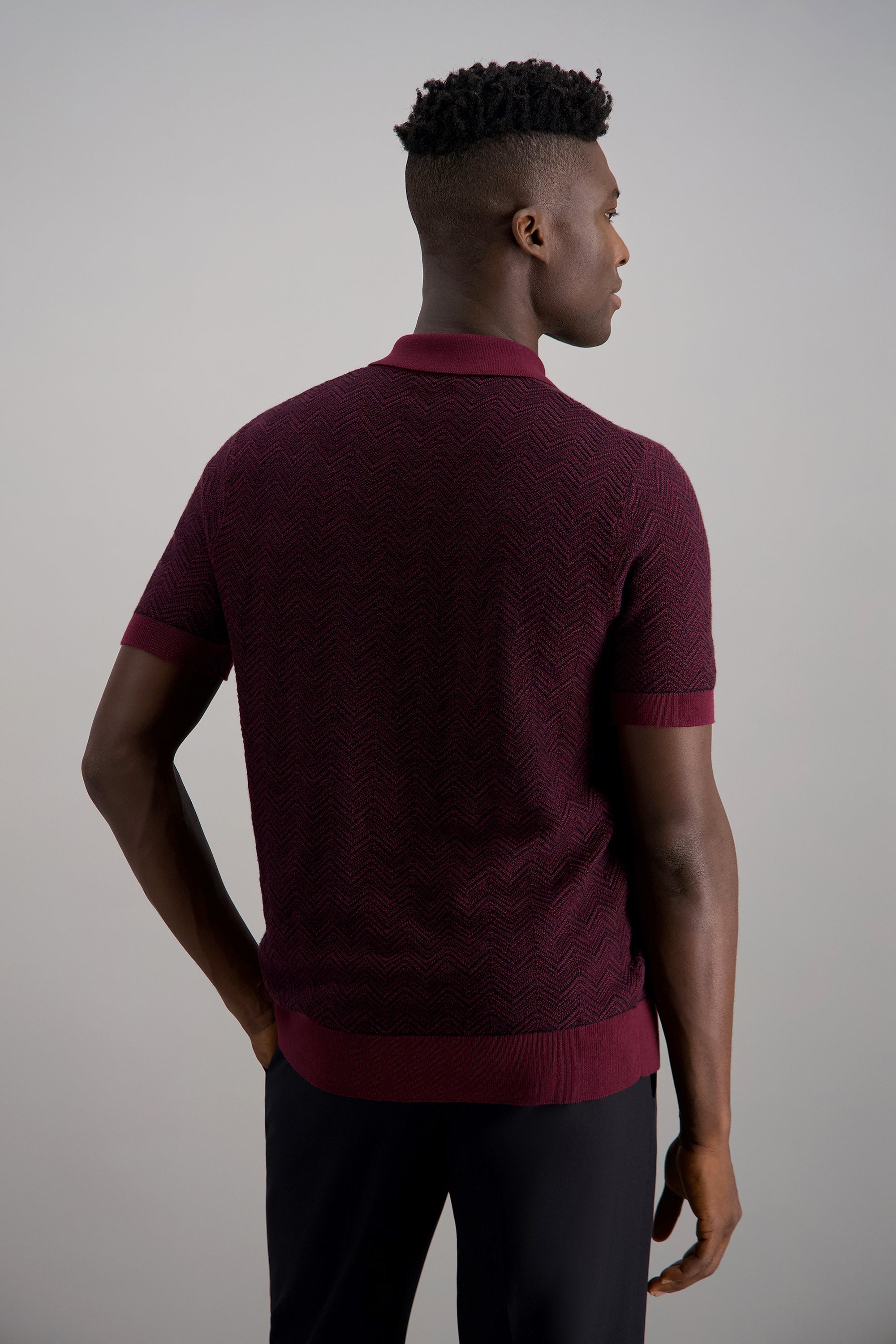 Short Sleeve Chevron Polo Sweater, , hi-res