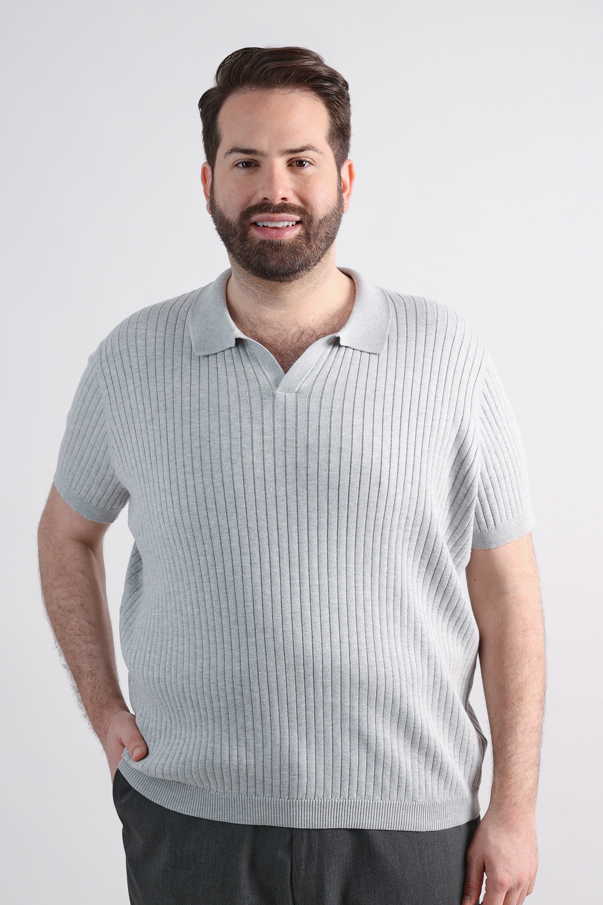 Big & Tall Johnny Collar Ribbed Sweater, , hi-res
