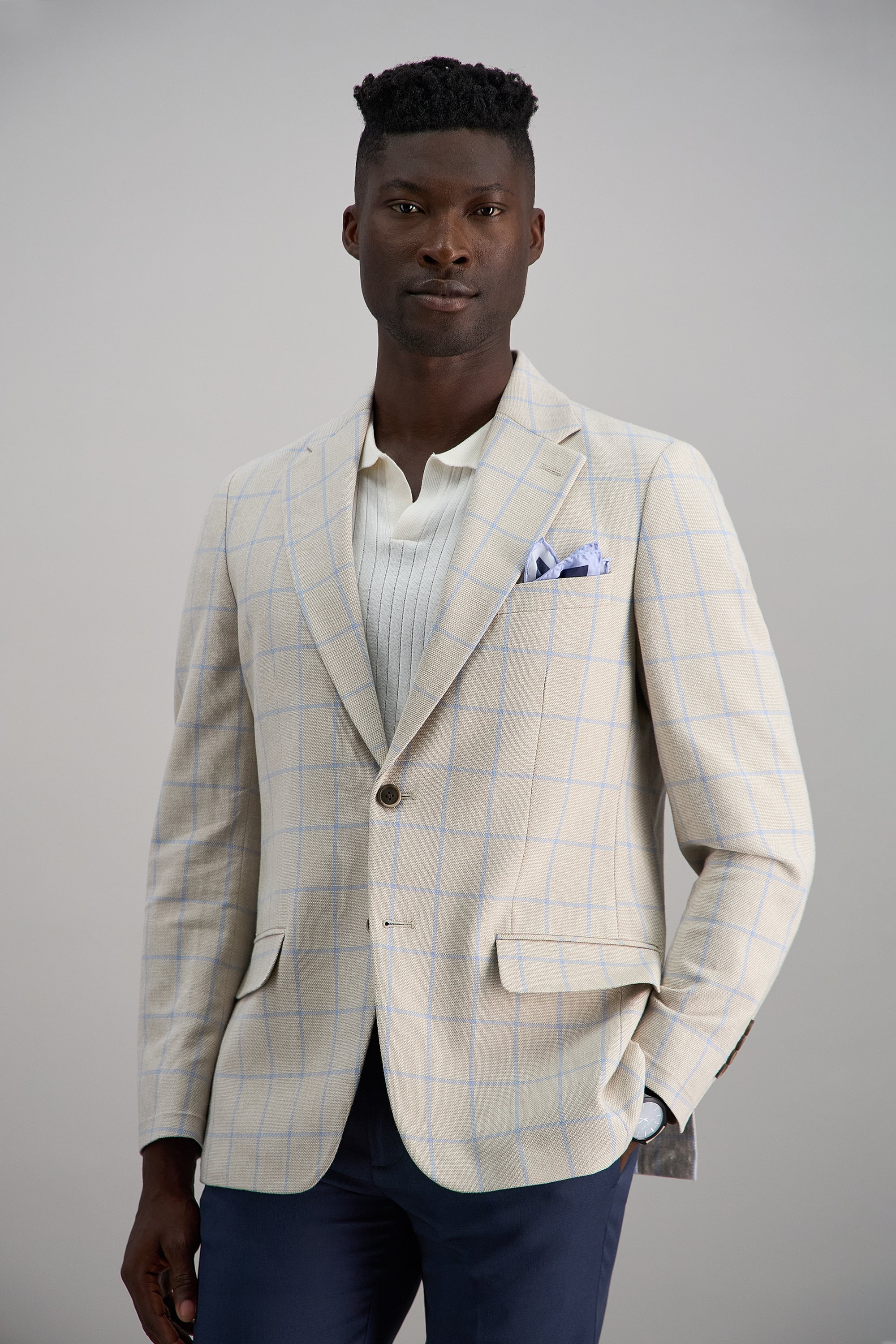 Haggar Premium Windowpane Blazer in Euro Blue | Size: 48/Regular Haggar Premium Windowpane Blazer in Euro Blue | Size: 48/Regular