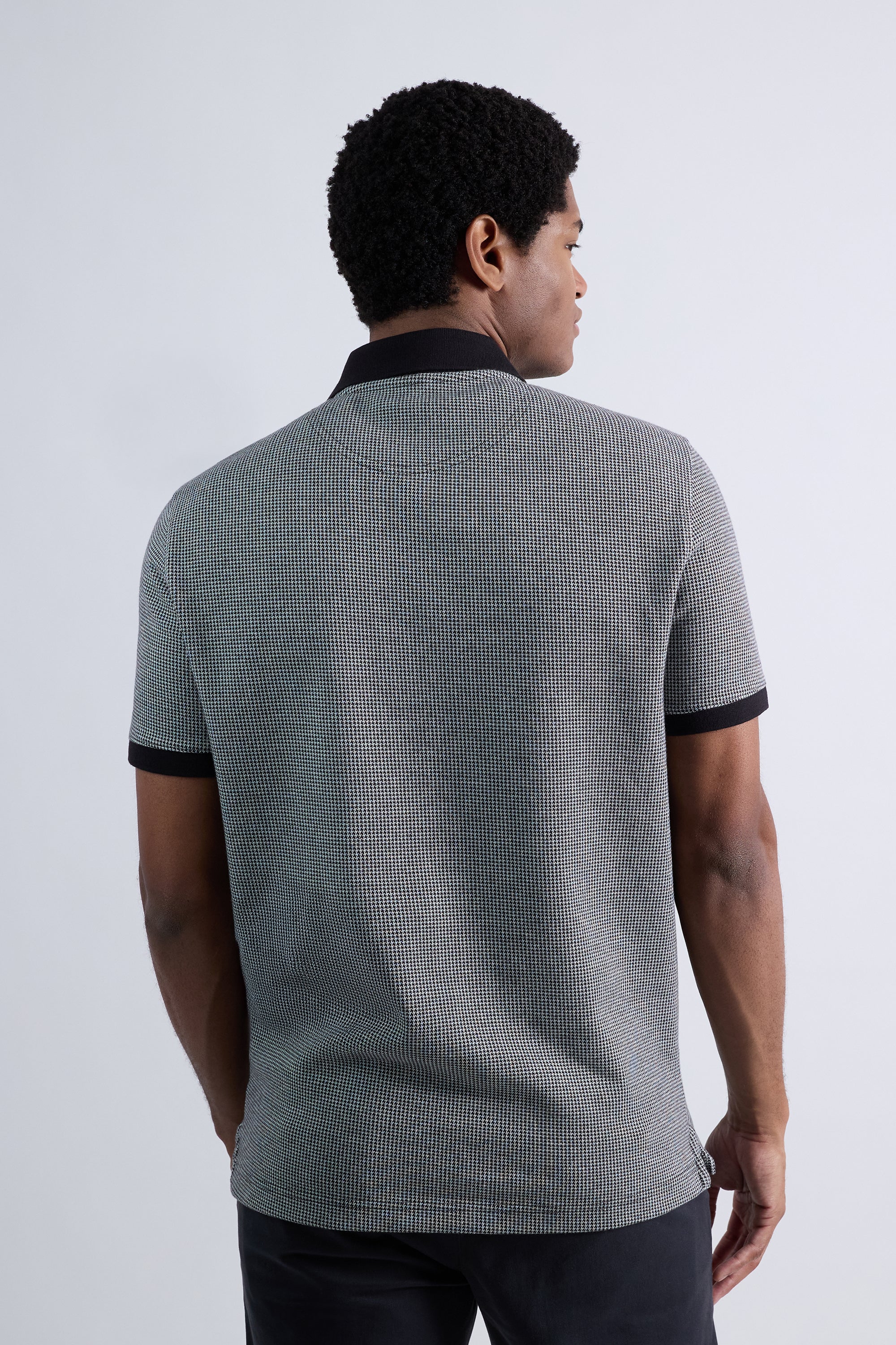 Premium Comfort Quarter Zip Houndstooth Polo, , hi-res