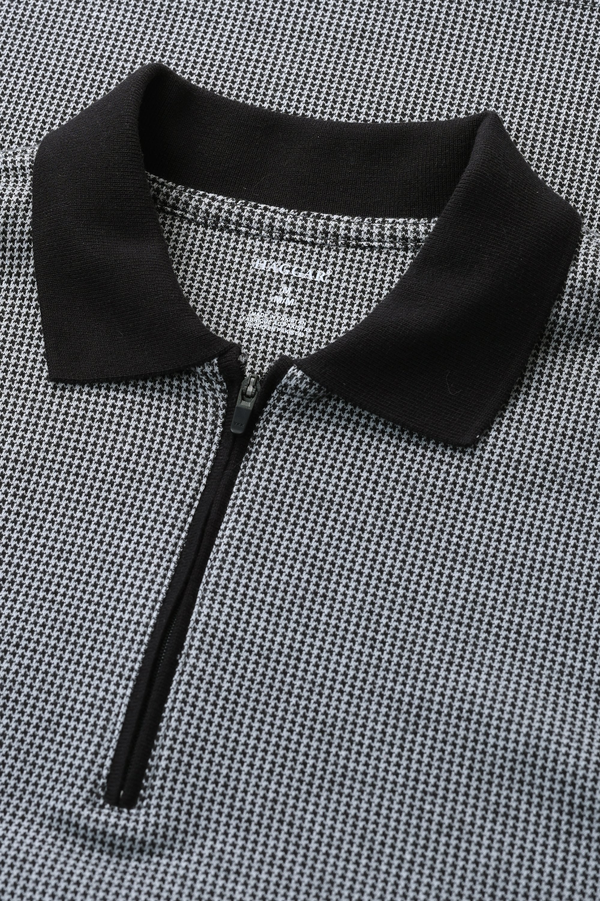 Premium Comfort Quarter Zip Houndstooth Polo, , hi-res