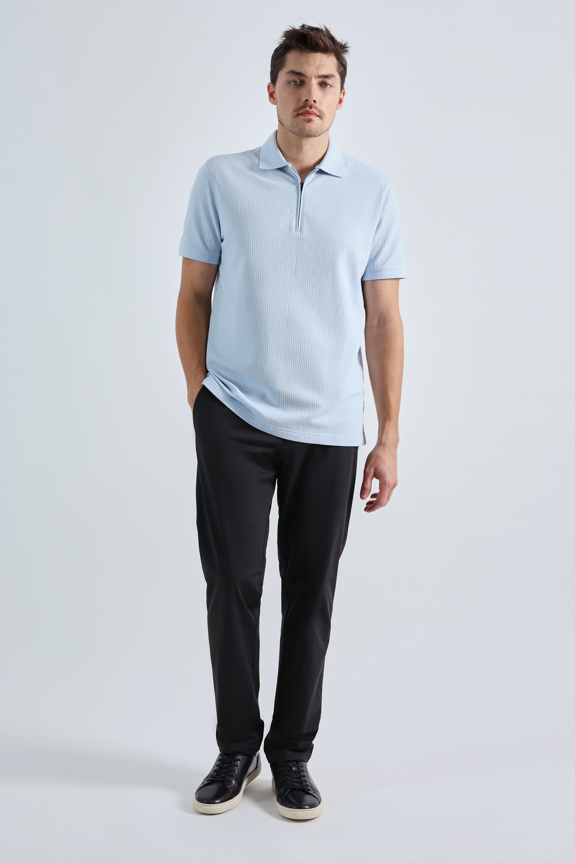 Premium Comfort Quarter Zip Jacquard Polo, , hi-res