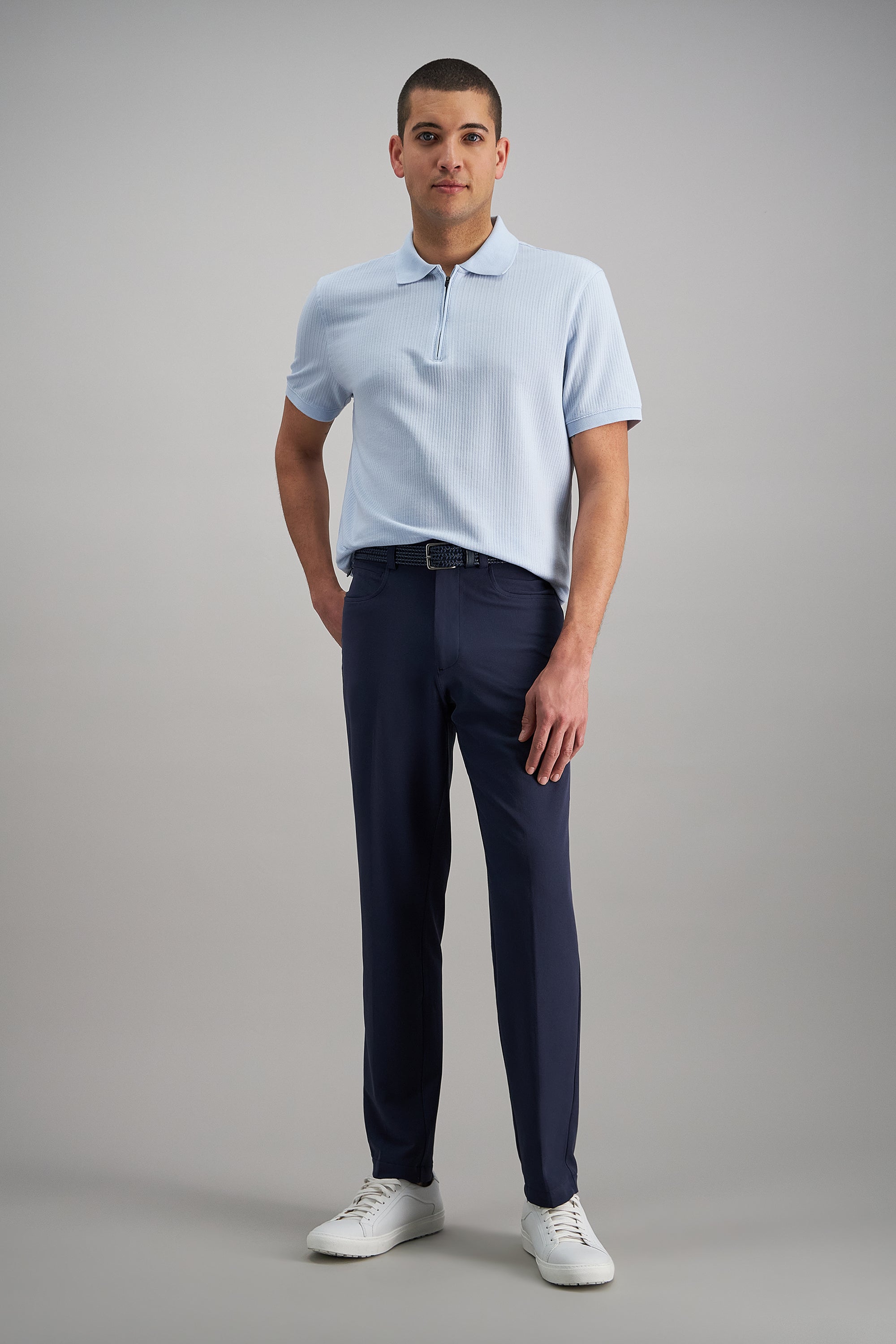 Premium Comfort Quarter Zip Jacquard Polo - Haggar.com