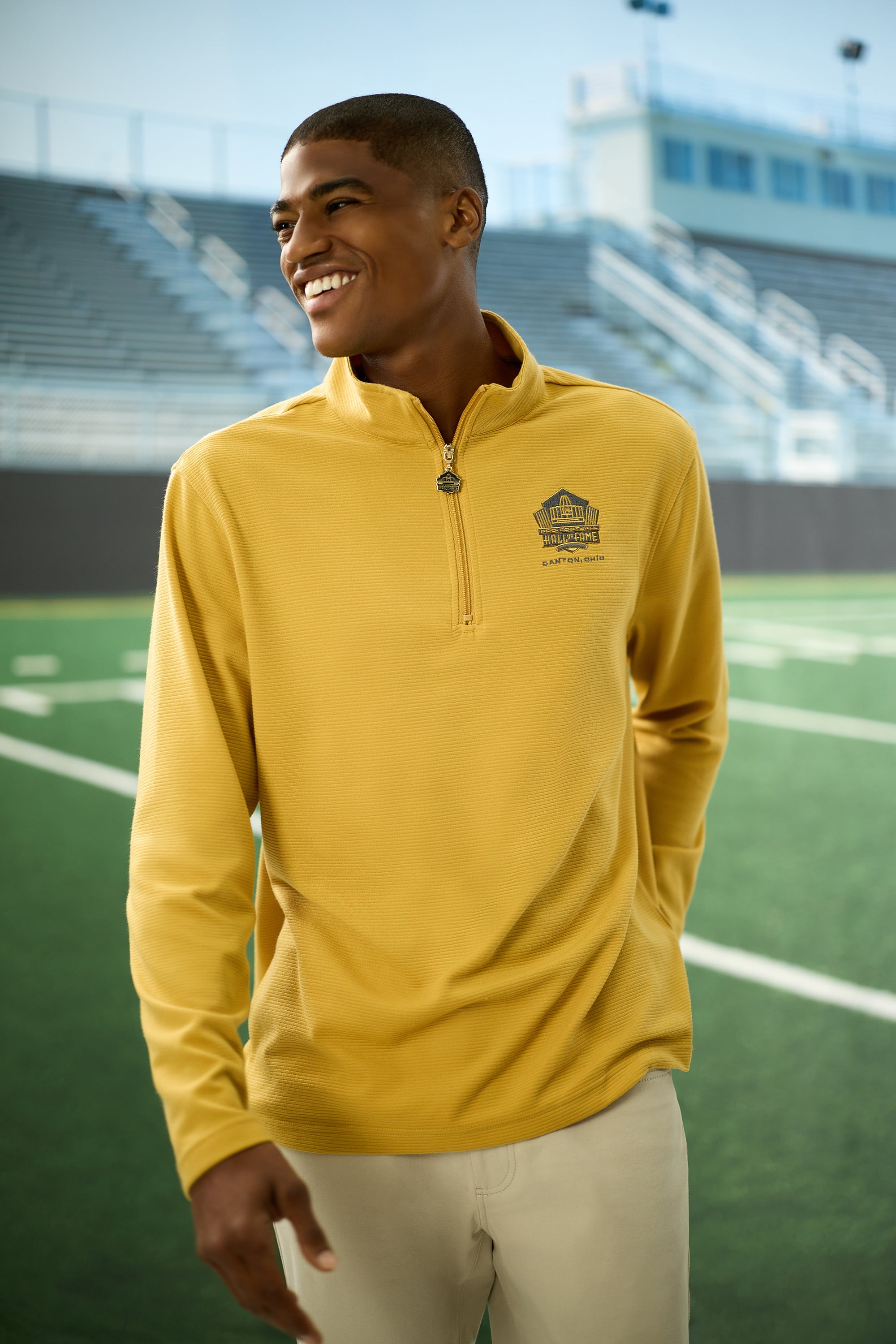 Pro Football Hall of Fame X Haggar – Long Sleeve Ribbed Quarter Zip, , hi-res