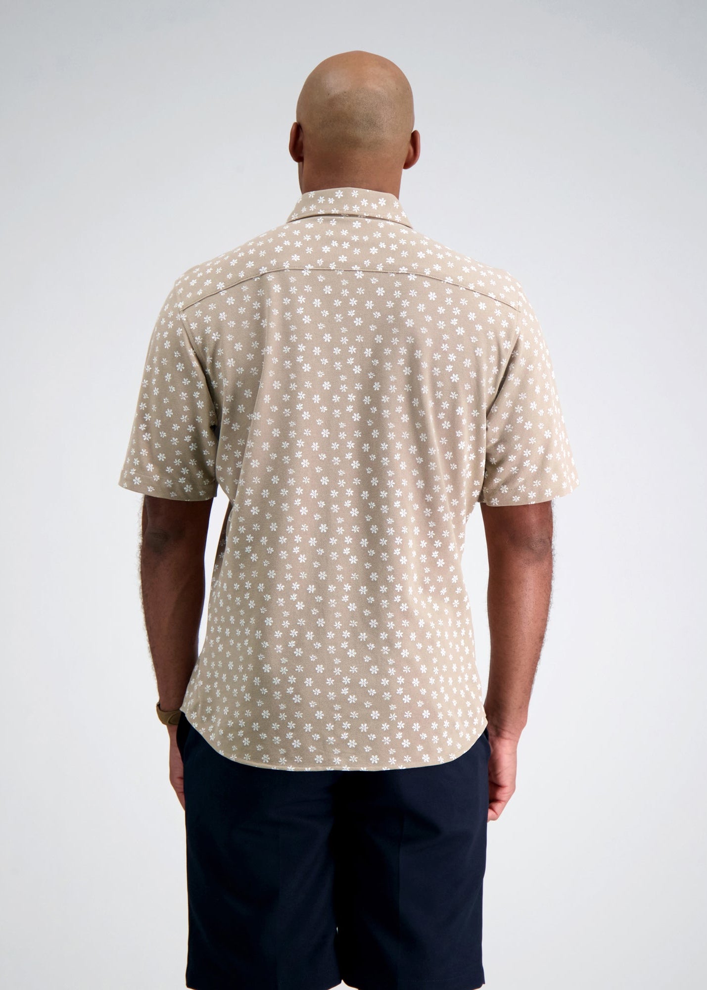 Pique Button Down Shirt - Floral Stamp, , hi-res#color_khaki